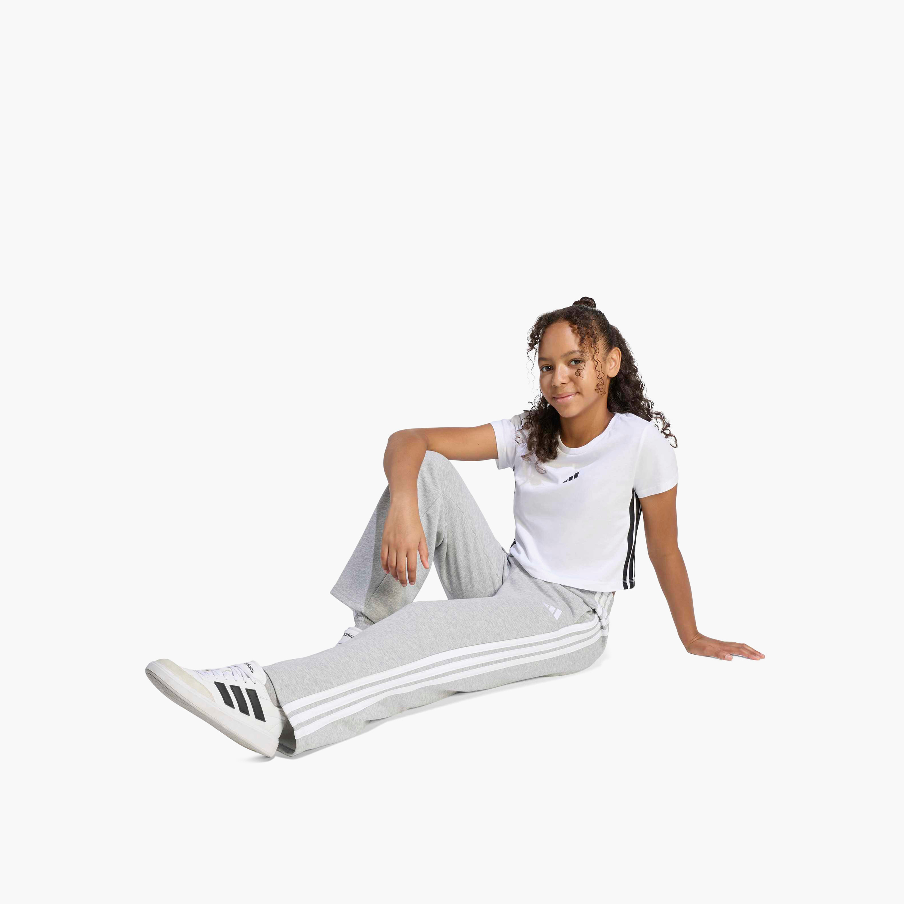 adidas Elastic Drawstring Track Pants with Pockets-girls-clothing-bottoms-joggersandtrackpants-image-2