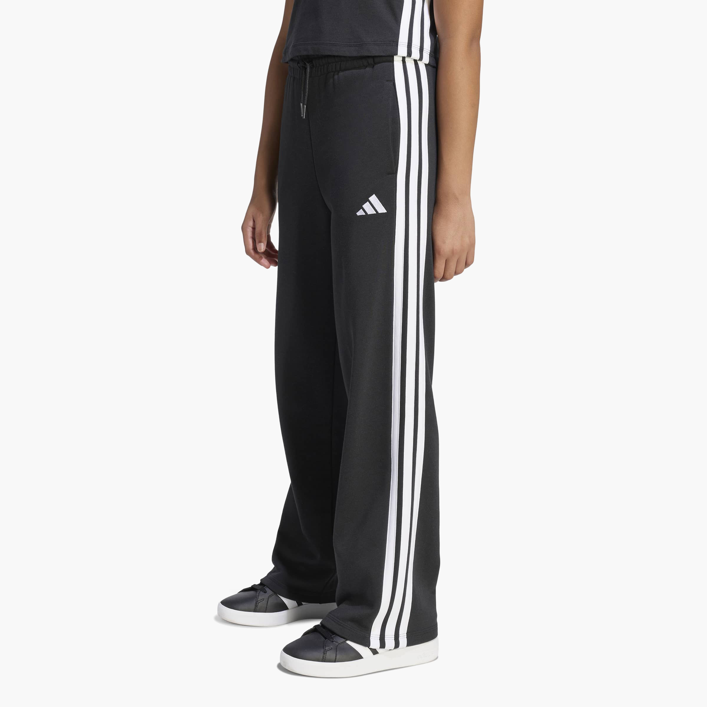adidas Elastic Drawstring Track Pants with Tape Detail-girls-clothing-bottoms-joggersandtrackpants-image-1