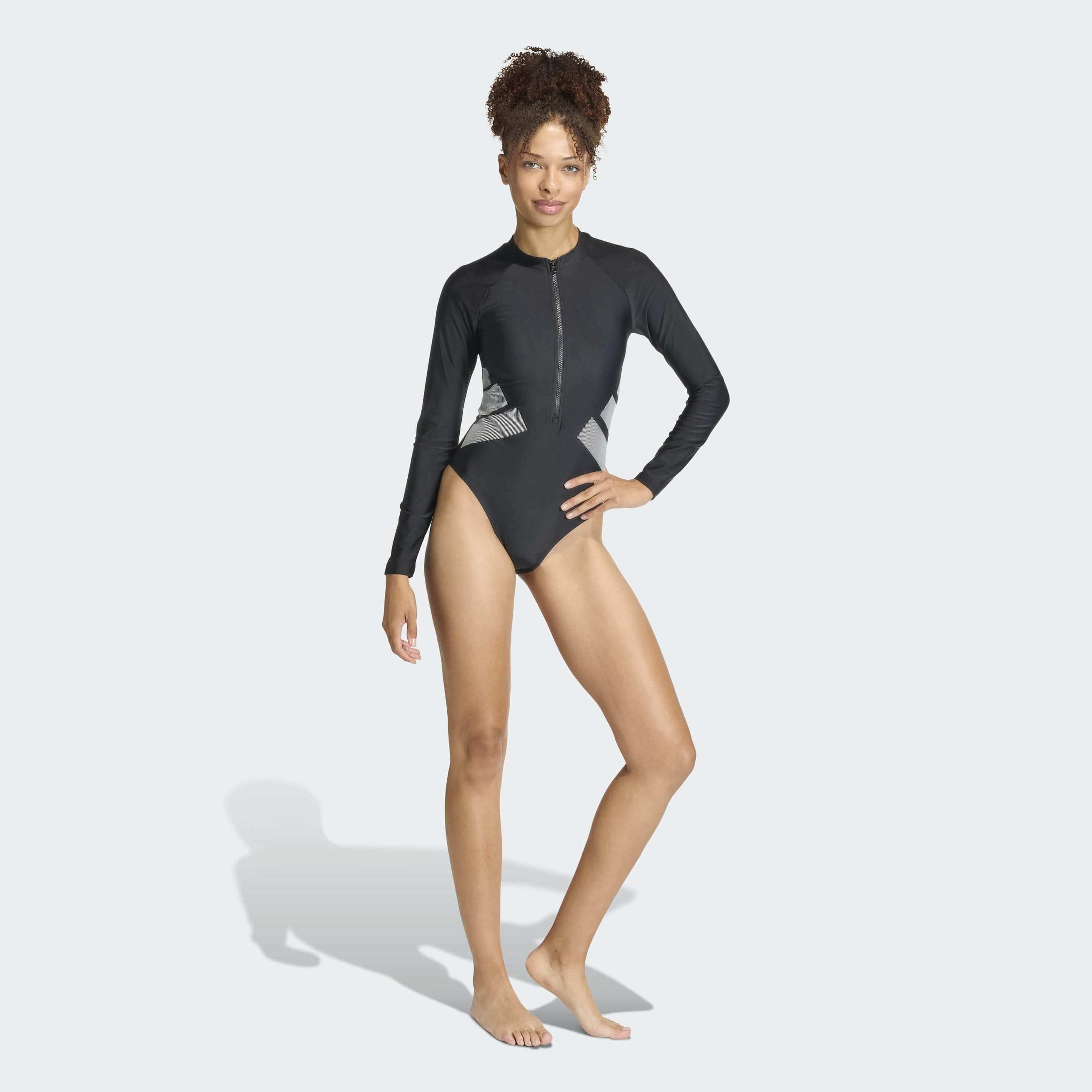 adidas Women Logo Long Sleeve One-Piece Swimsuit-sports-women-clothing-swimwear-image-2