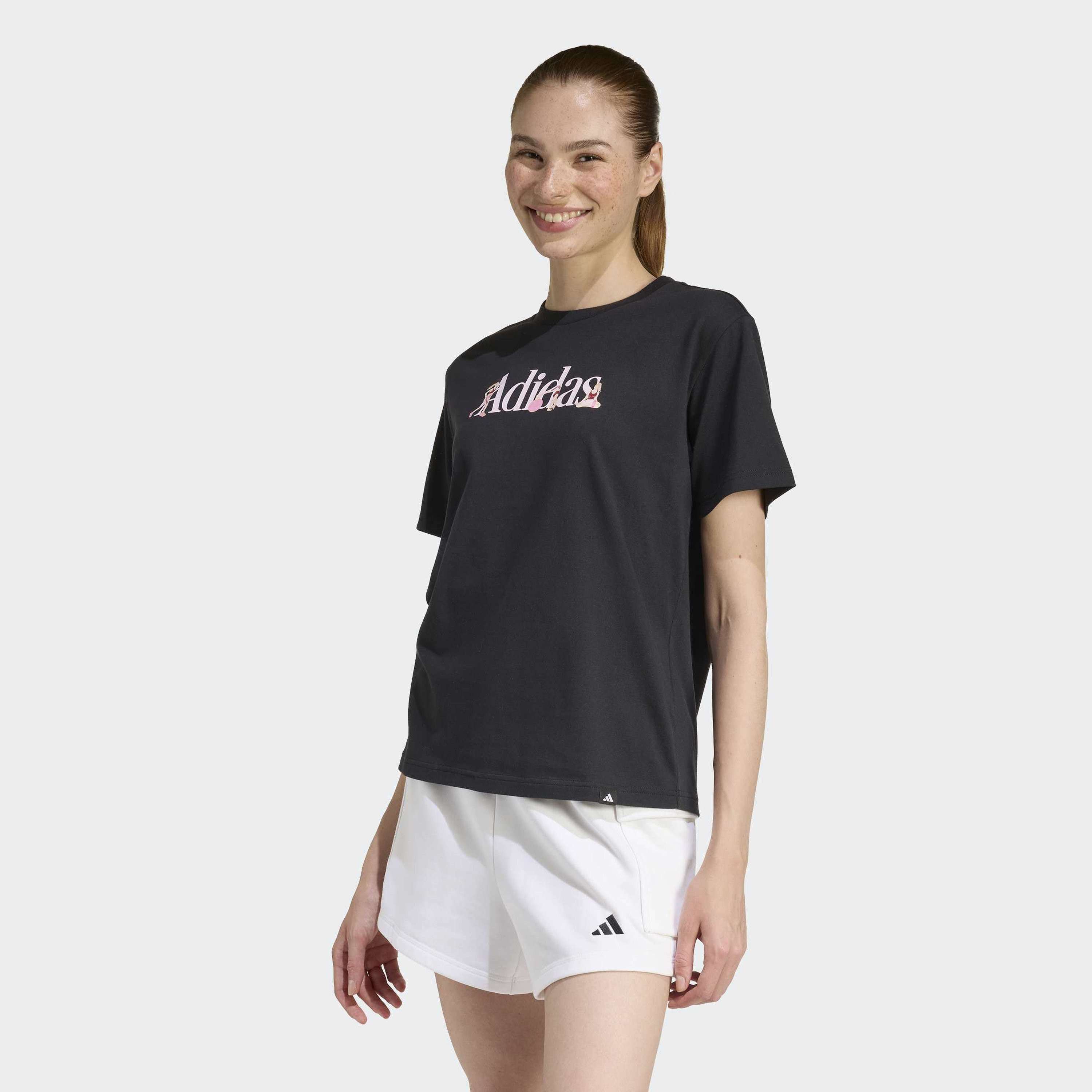 اديداس - تيشيرت نسائي رياضي ناعم بأكمام قصيرة مزين برسومات-sports-women-clothing-tshirtsandvests-image-1