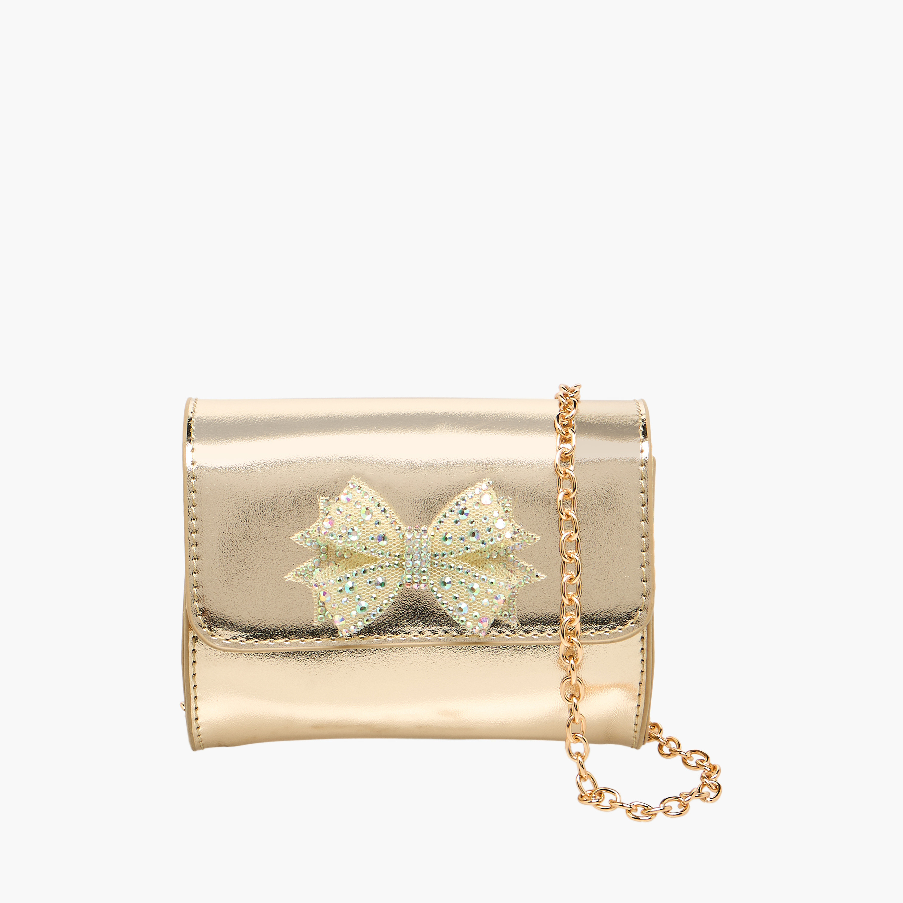 شنطة كروس بودي بحزام سلسلة وزينة فيونكة من فلورا بيلا-girls-accessories-bags-image-1
