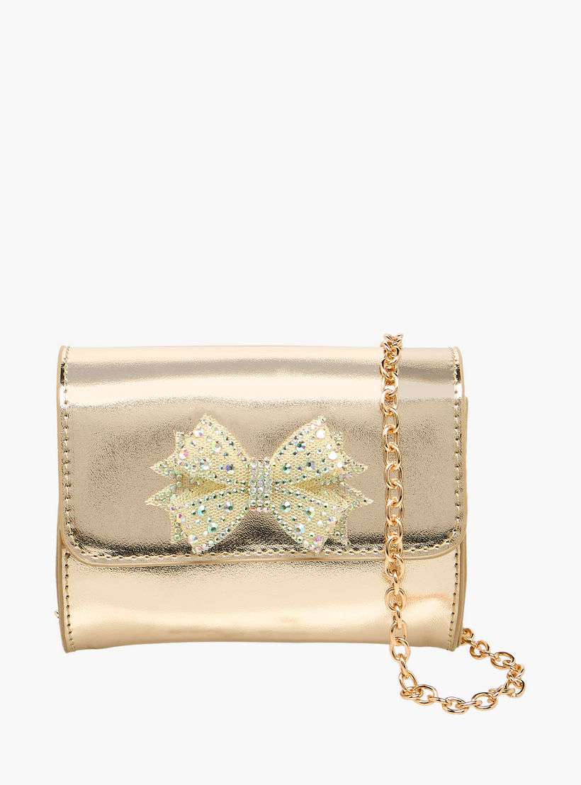 شنطة كروس بودي بحزام سلسلة وزينة فيونكة من فلورا بيلا-girls-accessories-bags-image-1