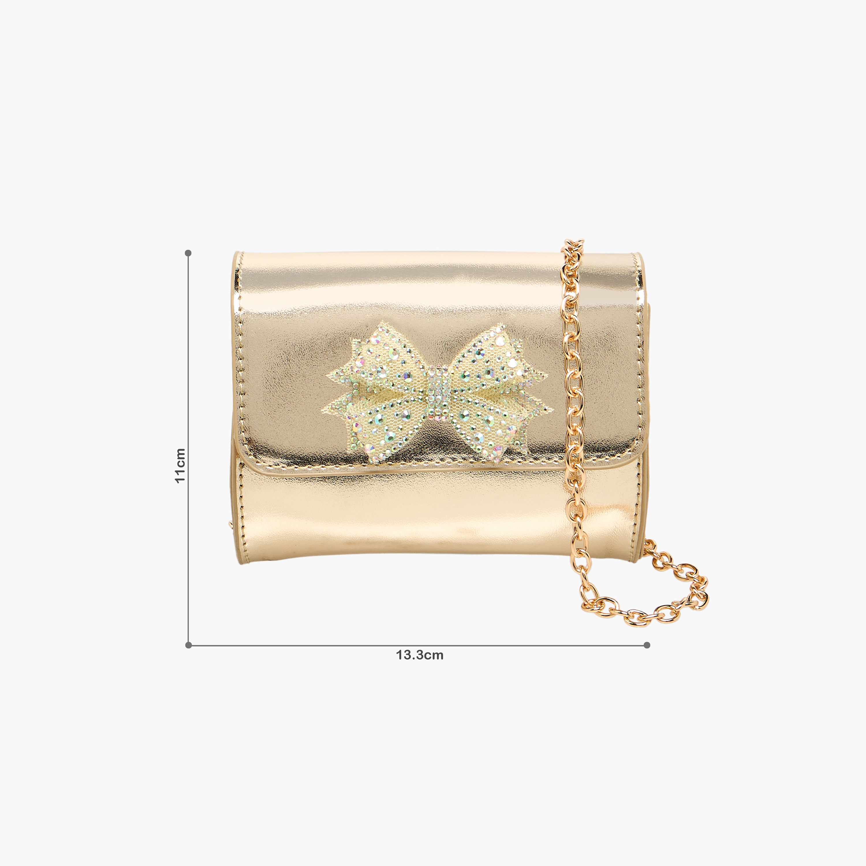 شنطة كروس بودي بحزام سلسلة وزينة فيونكة من فلورا بيلا-girls-accessories-bags-image-2