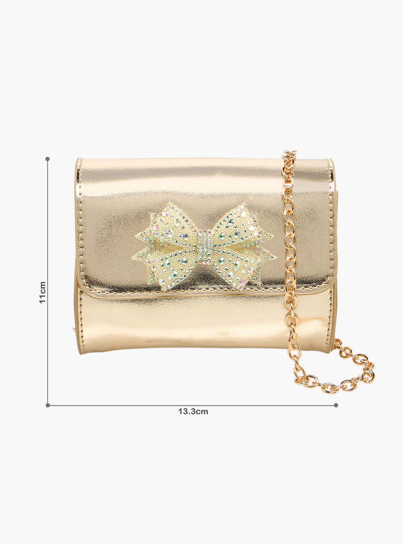 شنطة كروس بودي بحزام سلسلة وزينة فيونكة من فلورا بيلا-girls-accessories-bags-image-2