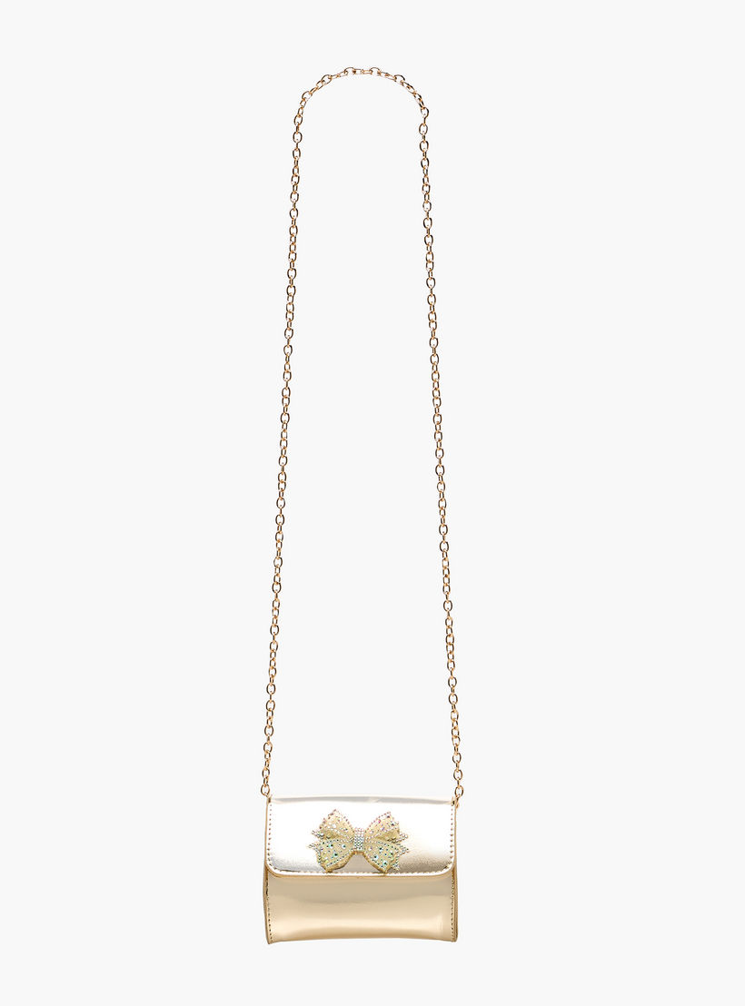 شنطة كروس بودي بحزام سلسلة وزينة فيونكة من فلورا بيلا-girls-accessories-bags-image-3