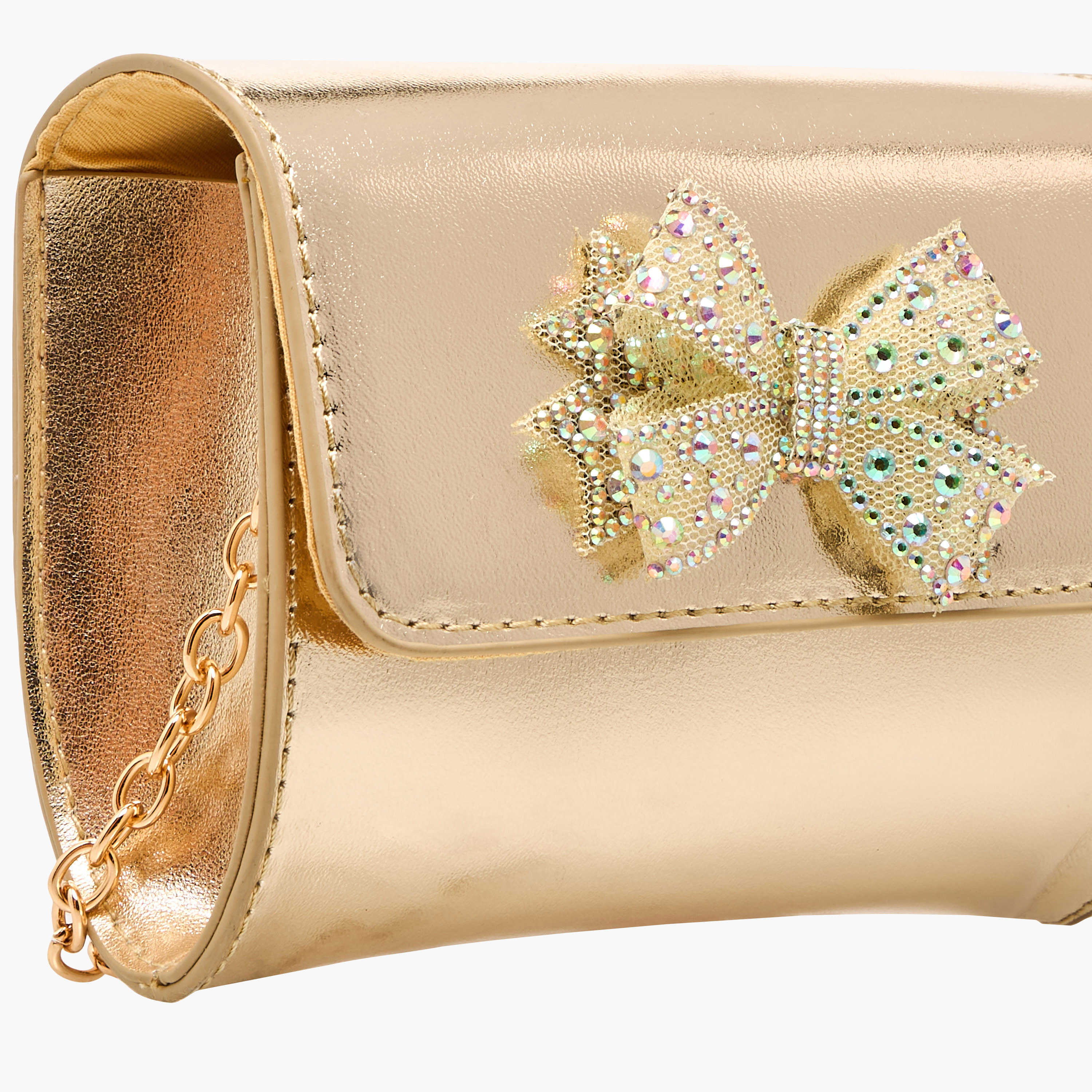 شنطة كروس بودي بحزام سلسلة وزينة فيونكة من فلورا بيلا-girls-accessories-bags-image-5