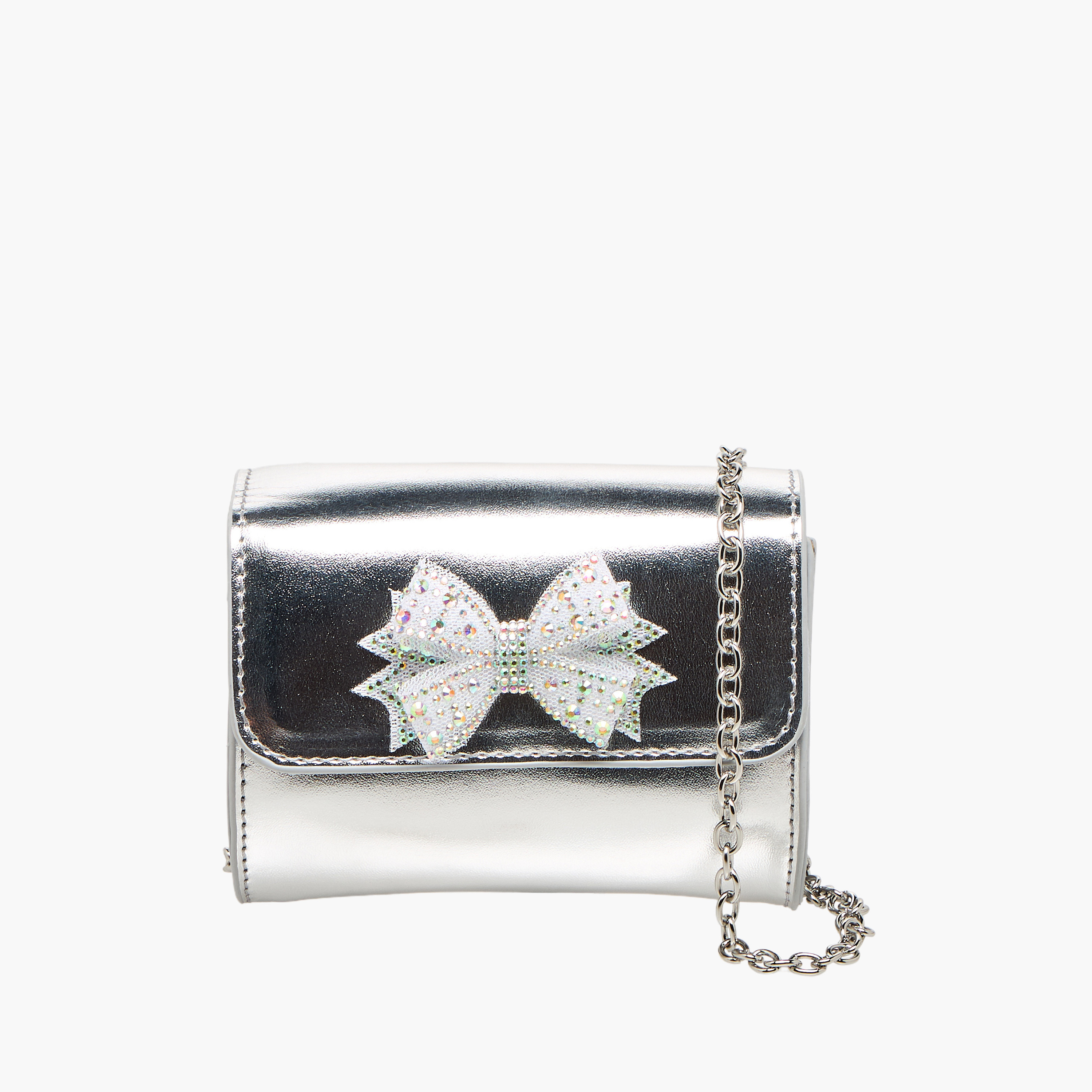 شنطة كروس بودي بحزام سلسلة وزينة فيونكة من فلورا بيلا-girls-accessories-bags-image-1