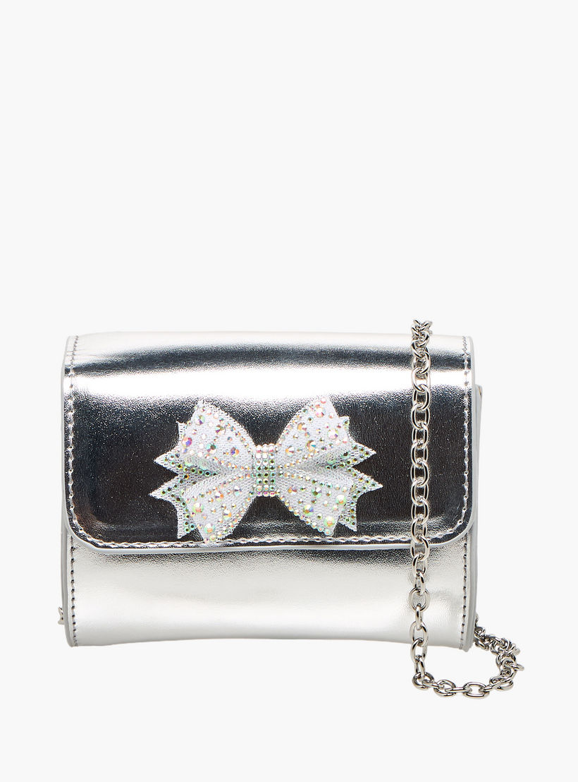 شنطة كروس بودي بحزام سلسلة وزينة فيونكة من فلورا بيلا-girls-accessories-bags-image-1