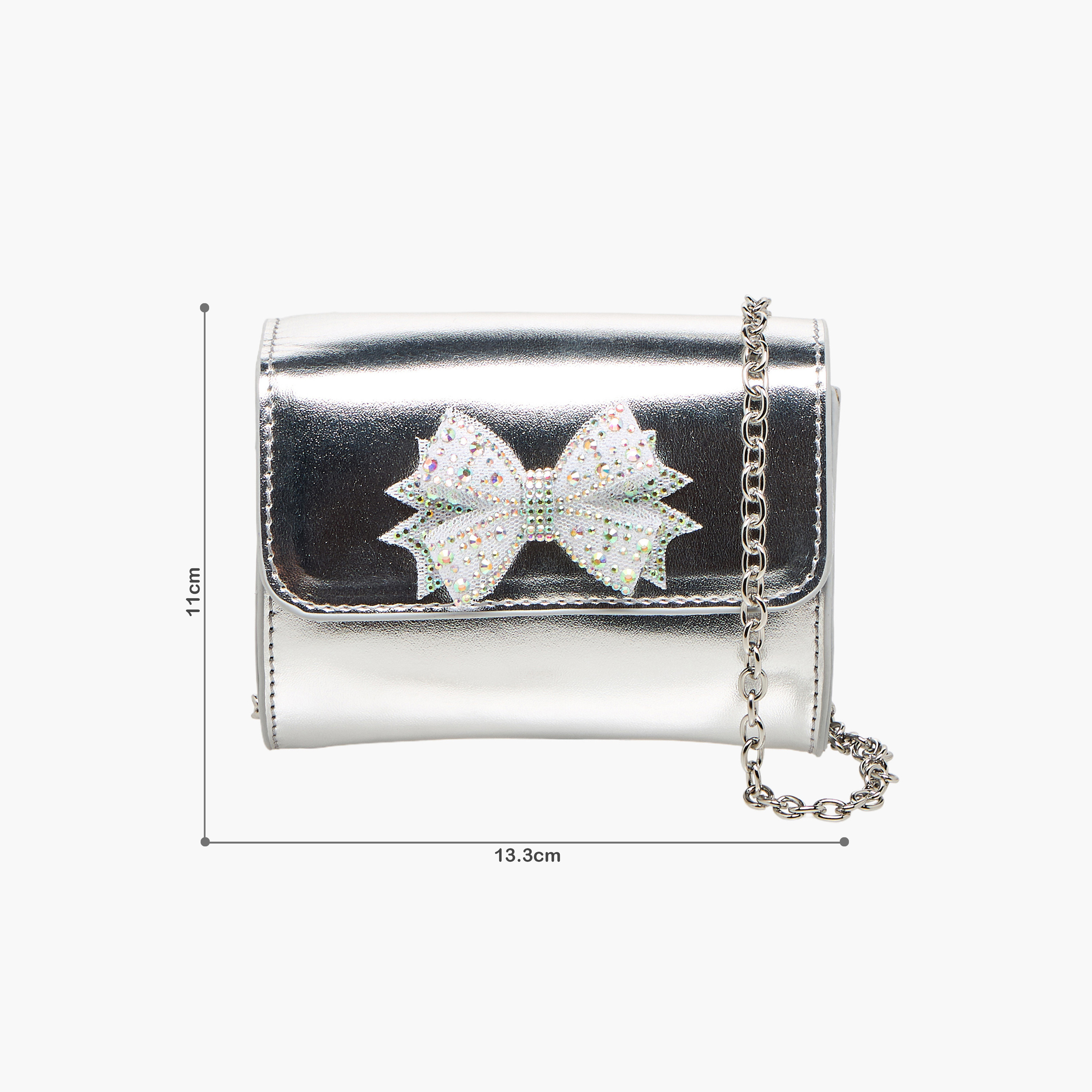 شنطة كروس بودي بحزام سلسلة وزينة فيونكة من فلورا بيلا-girls-accessories-bags-image-2