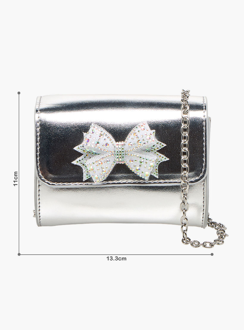 شنطة كروس بودي بحزام سلسلة وزينة فيونكة من فلورا بيلا-girls-accessories-bags-image-2