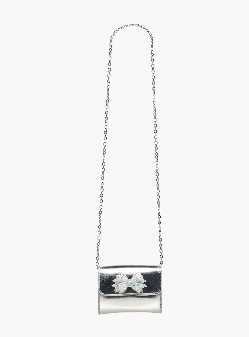 شنطة كروس بودي بحزام سلسلة وزينة فيونكة من فلورا بيلا-girls-accessories-bags-image-3