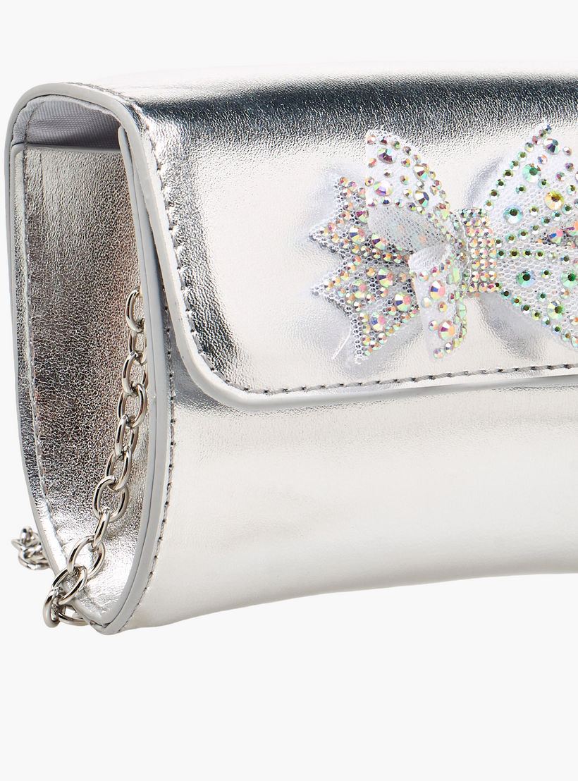 شنطة كروس بودي بحزام سلسلة وزينة فيونكة من فلورا بيلا-girls-accessories-bags-image-5