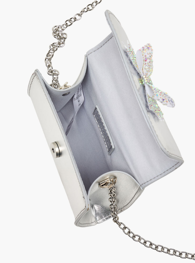 شنطة كروس بودي بحزام سلسلة وزينة فيونكة من فلورا بيلا-girls-accessories-bags-image-8