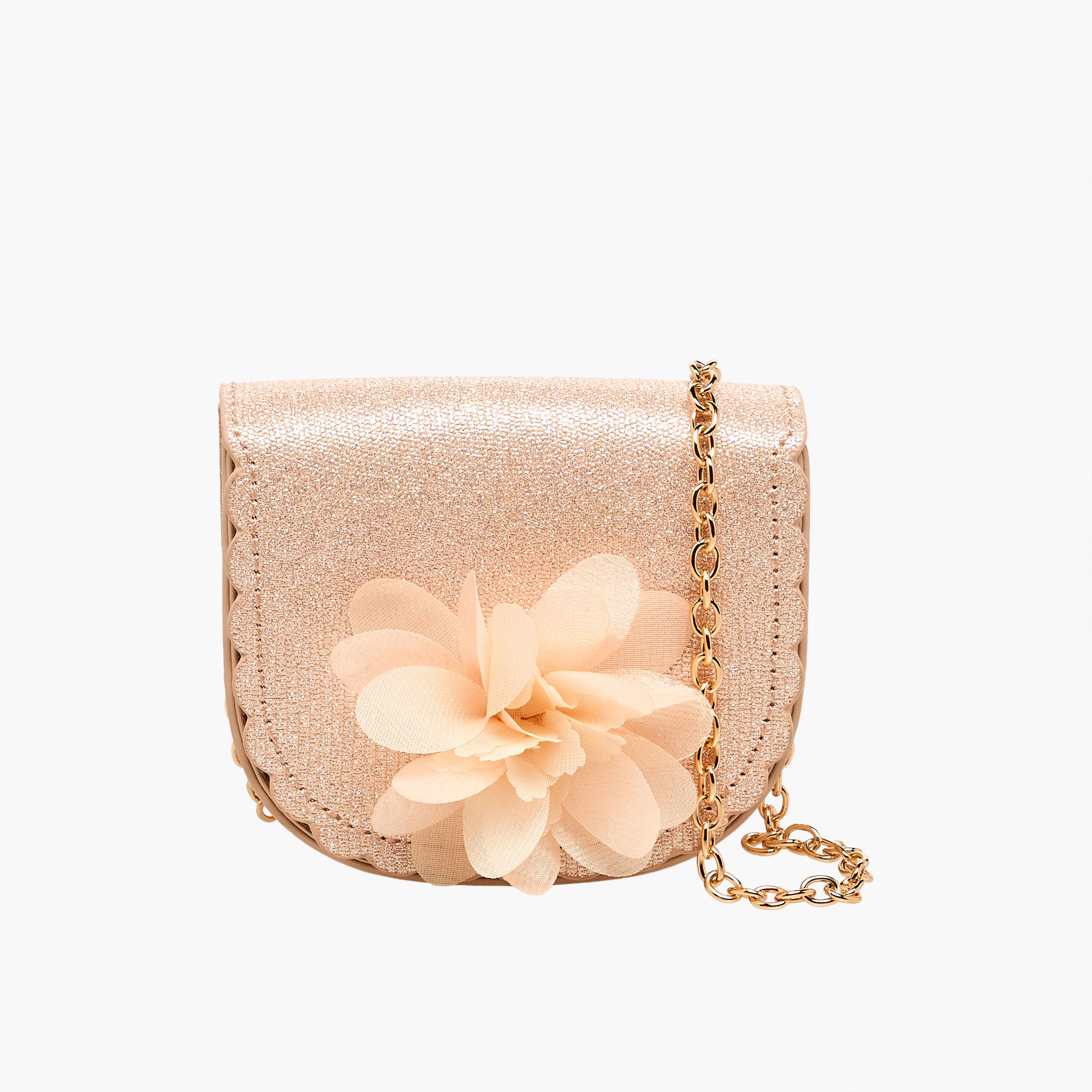 شنطة كروس بودي بحزام سلسلة وزينة زهرة من فلورا بيلا-girls-accessories-bags-image-1