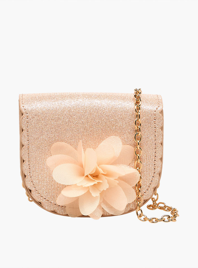 شنطة كروس بودي بحزام سلسلة وزينة زهرة من فلورا بيلا-girls-accessories-bags-image-1