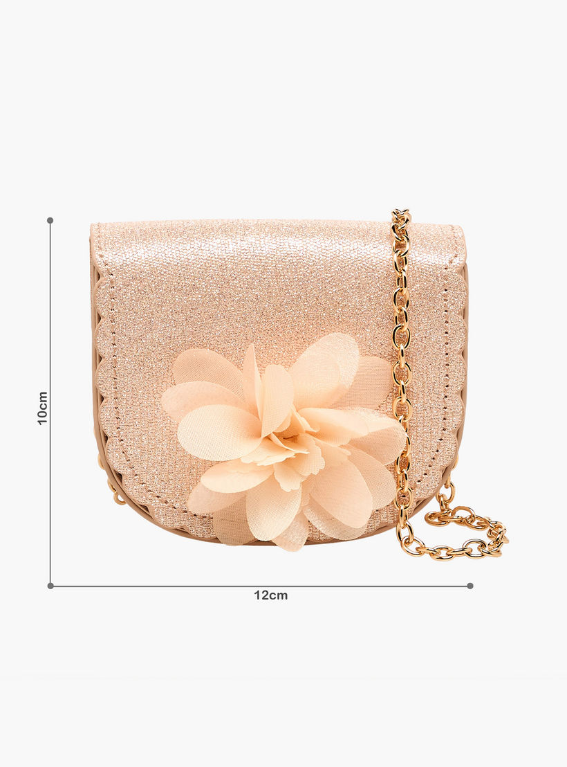شنطة كروس بودي بحزام سلسلة وزينة زهرة من فلورا بيلا-girls-accessories-bags-image-2