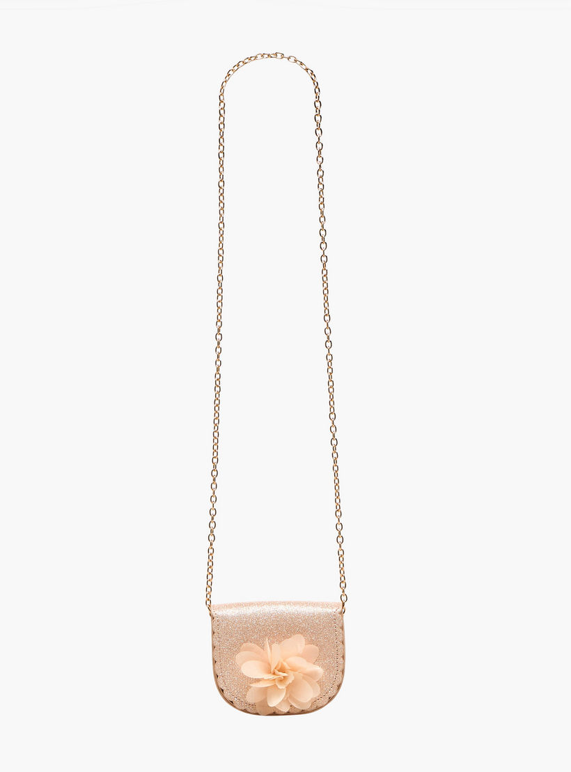 شنطة كروس بودي بحزام سلسلة وزينة زهرة من فلورا بيلا-girls-accessories-bags-image-3