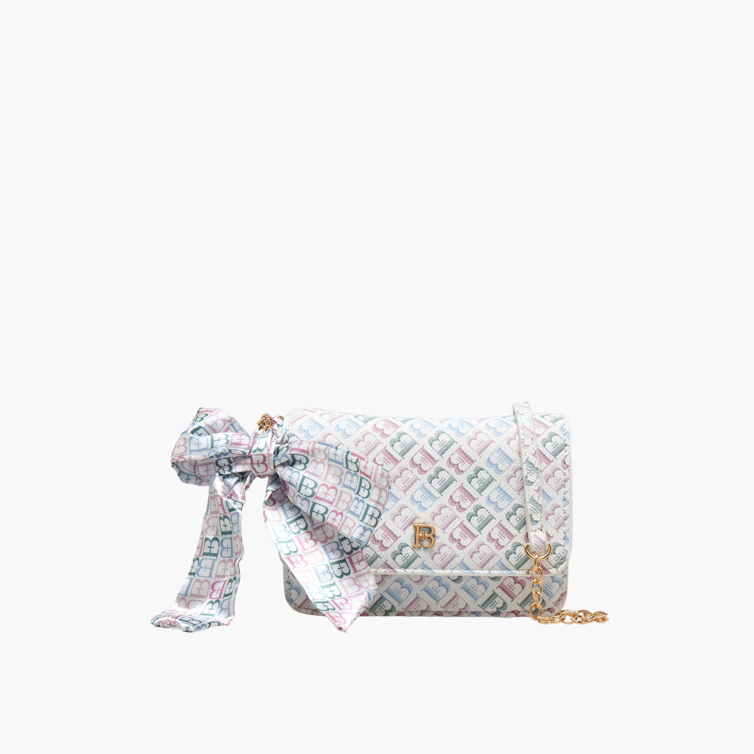 شنطة كروس بودي بحزام سلسلة وطبعات مونوجرام من فلورا بيلا-girls-accessories-bags-image-1