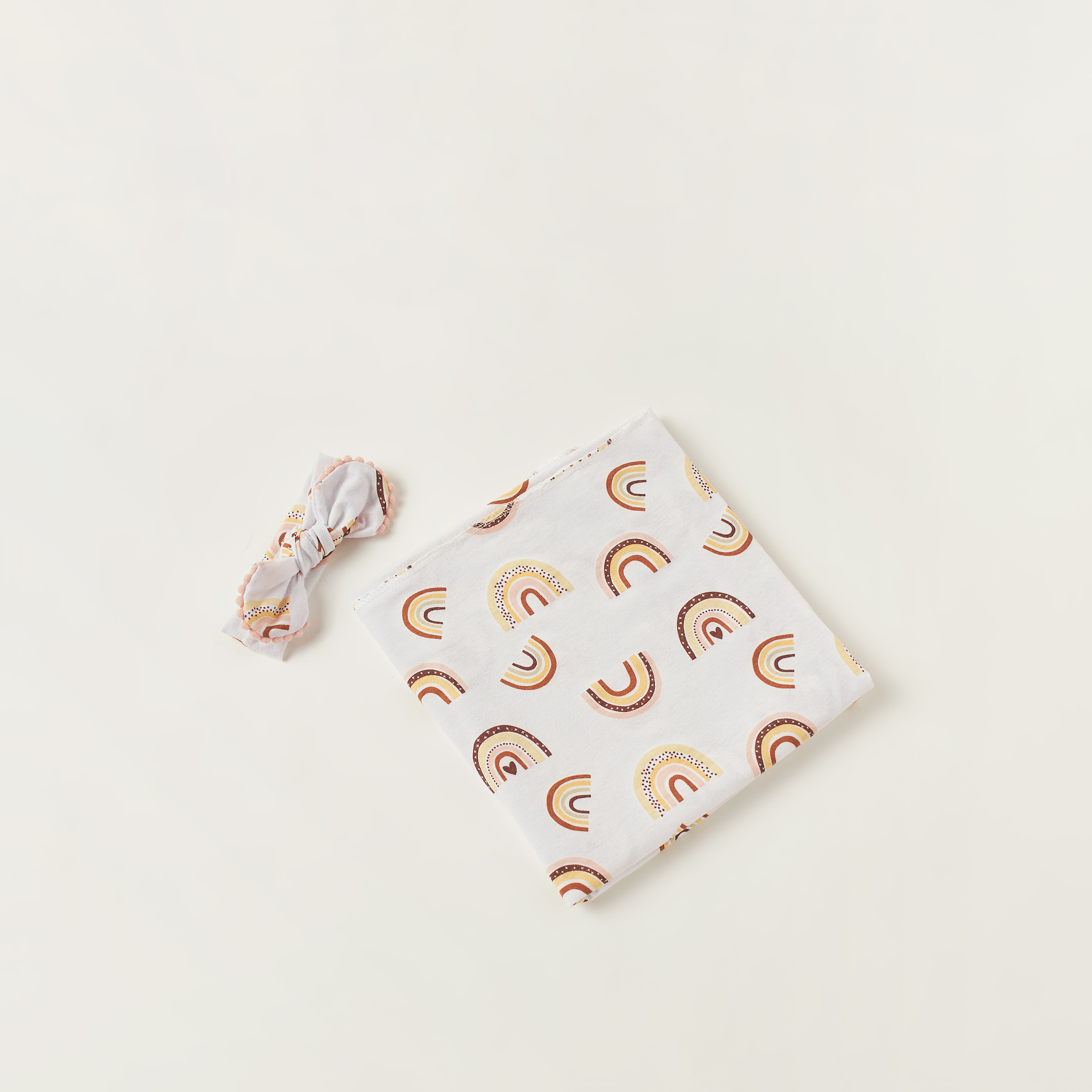 Juniors 2-Piece Rainbow Print Swaddle Blanket and Headband Set-baby-nursery-blanketsandswaddles-blanketsandquilts-image-1