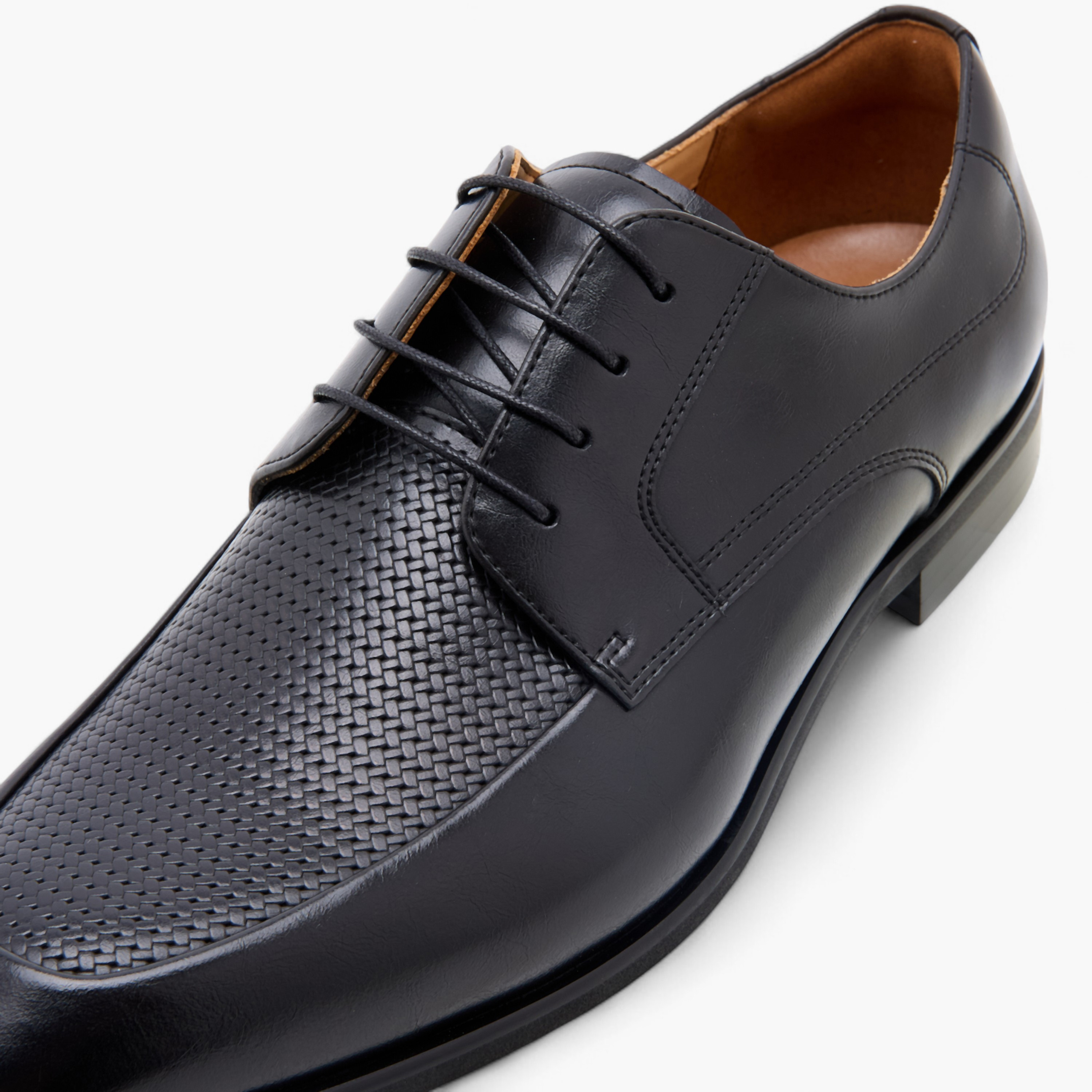 Duchini Men's Textured Lace-Up Derby Shoes-men-shoes-formalshoes-image-4