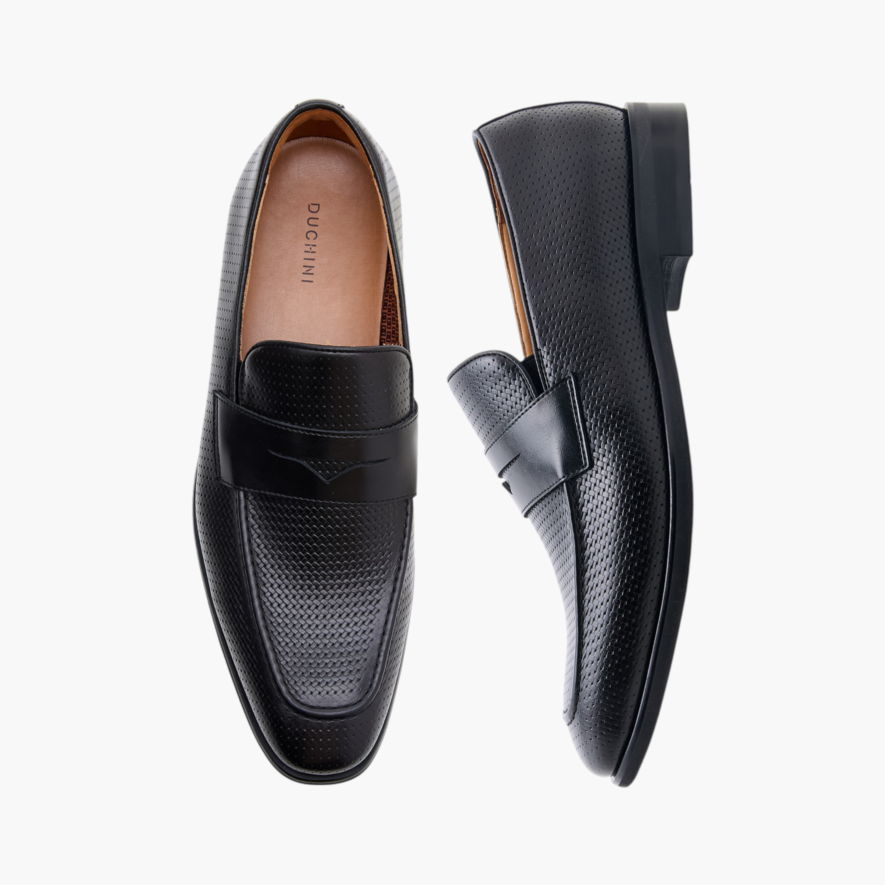 Duchini Men's Textured Slip-On Loafers-men-shoes-formalshoes-image-1