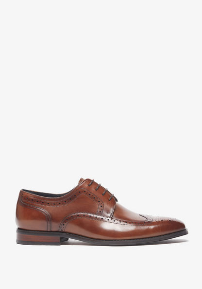 Duchini Men's Perforated Brogue Shoes with Lace-Up Closure-Men%27s Formal Shoes-image-0
