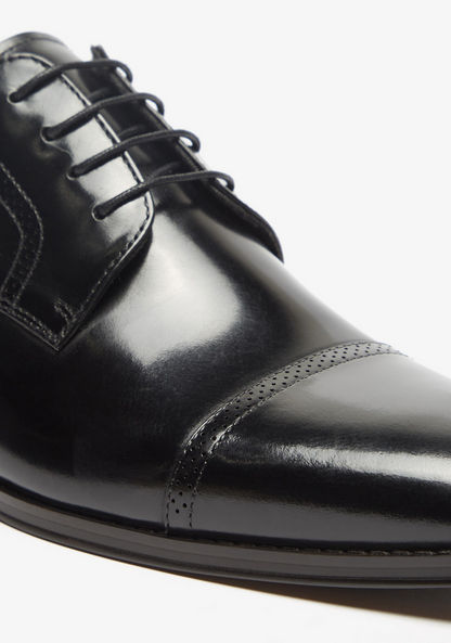 Duchini Men's Perforated Derby Shoes with Lace-Up Closure-Men%27s Formal Shoes-image-5