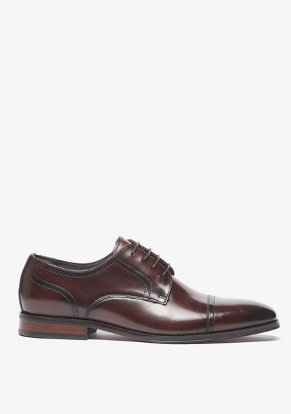 Duchini Men's Perforated Derby Shoes with Lace-Up Closure-Men%27s Formal Shoes-image-0
