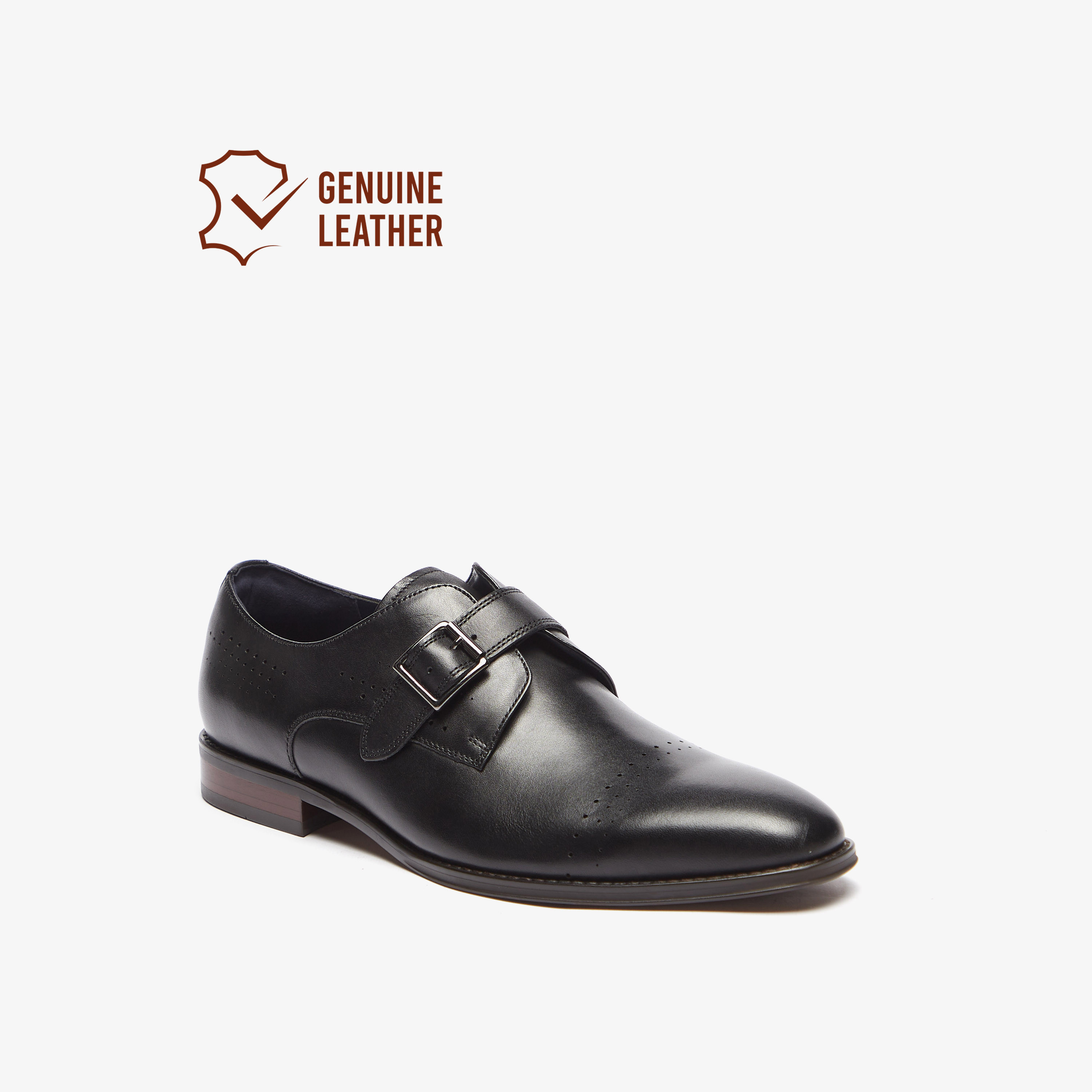 Mens black leather cheap buckle shoes