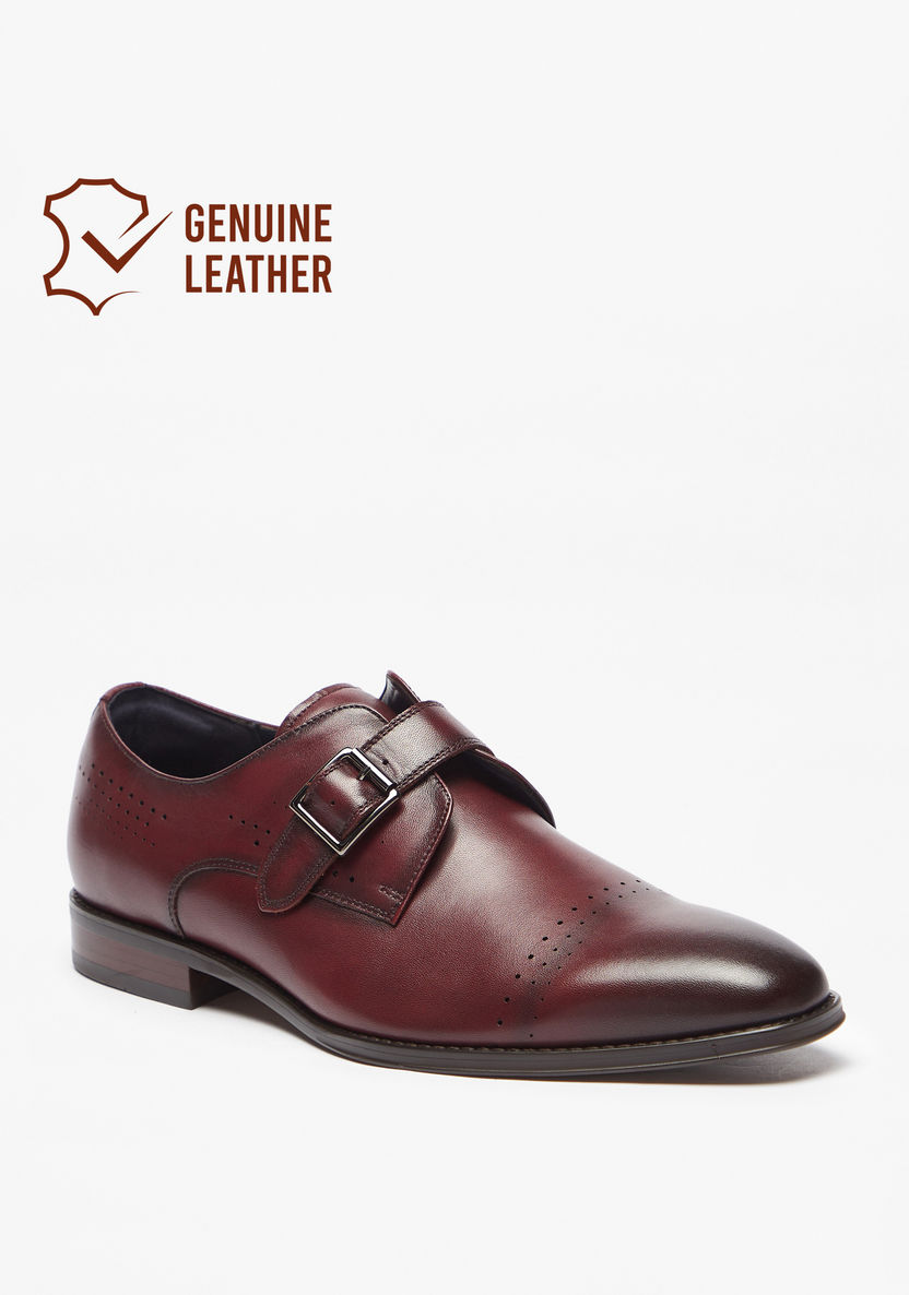 Duchini Men's Leather Buckle Detail Monk Shoes-Men%27s Formal Shoes-image-0