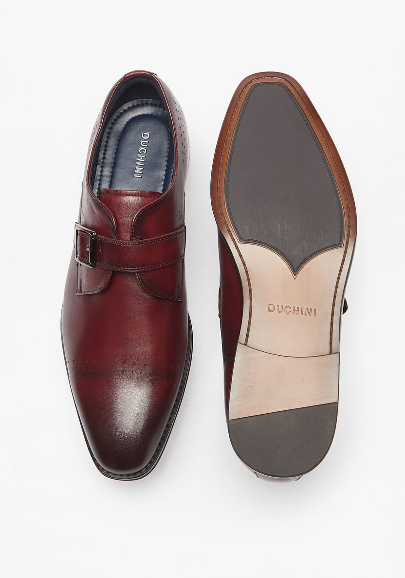 Duchini Men's Leather Buckle Detail Monk Shoes-Men%27s Formal Shoes-image-4