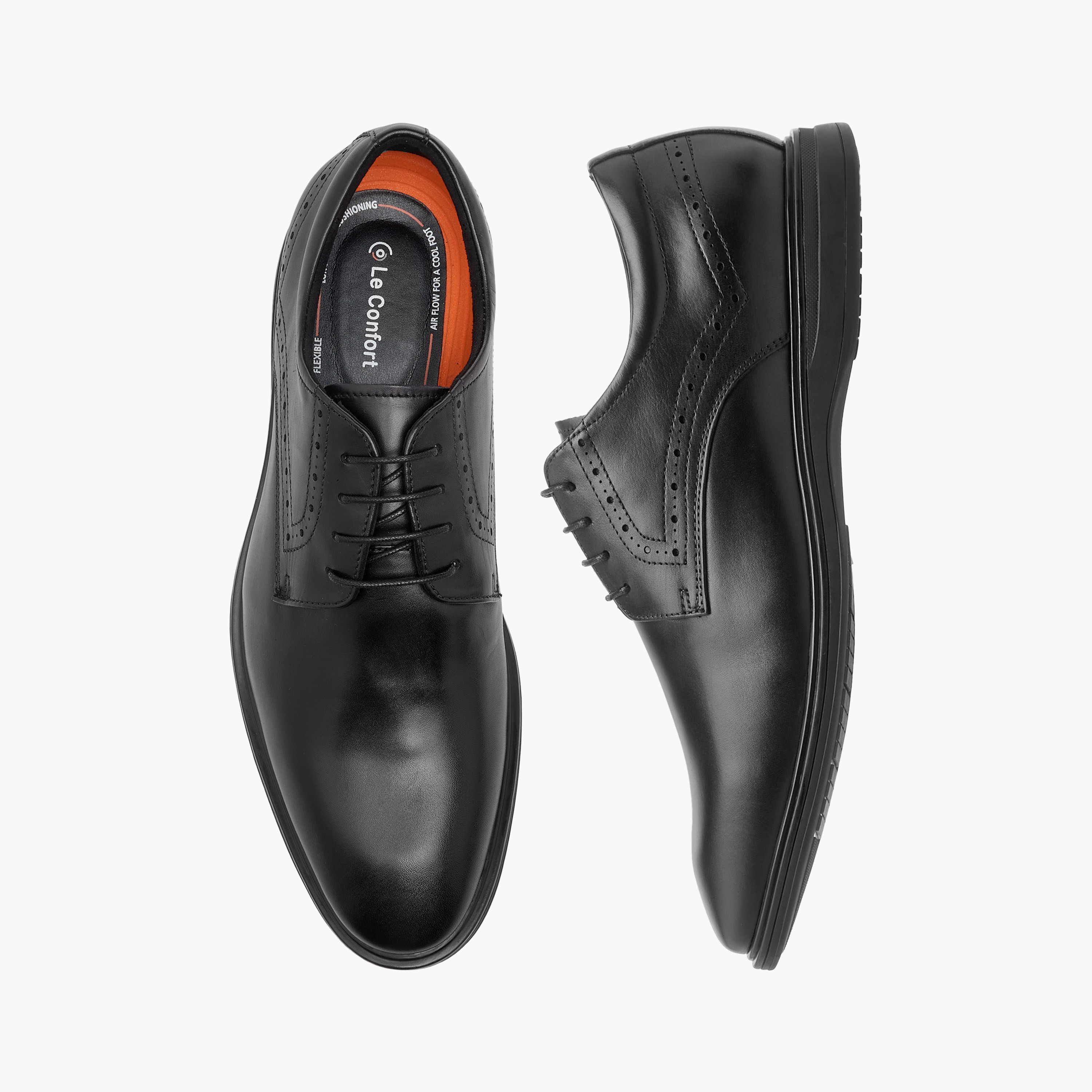 Le Confort Leather Solid Derby Shoes with Lace-Up Closure-men-shoes-formalshoes-image-1