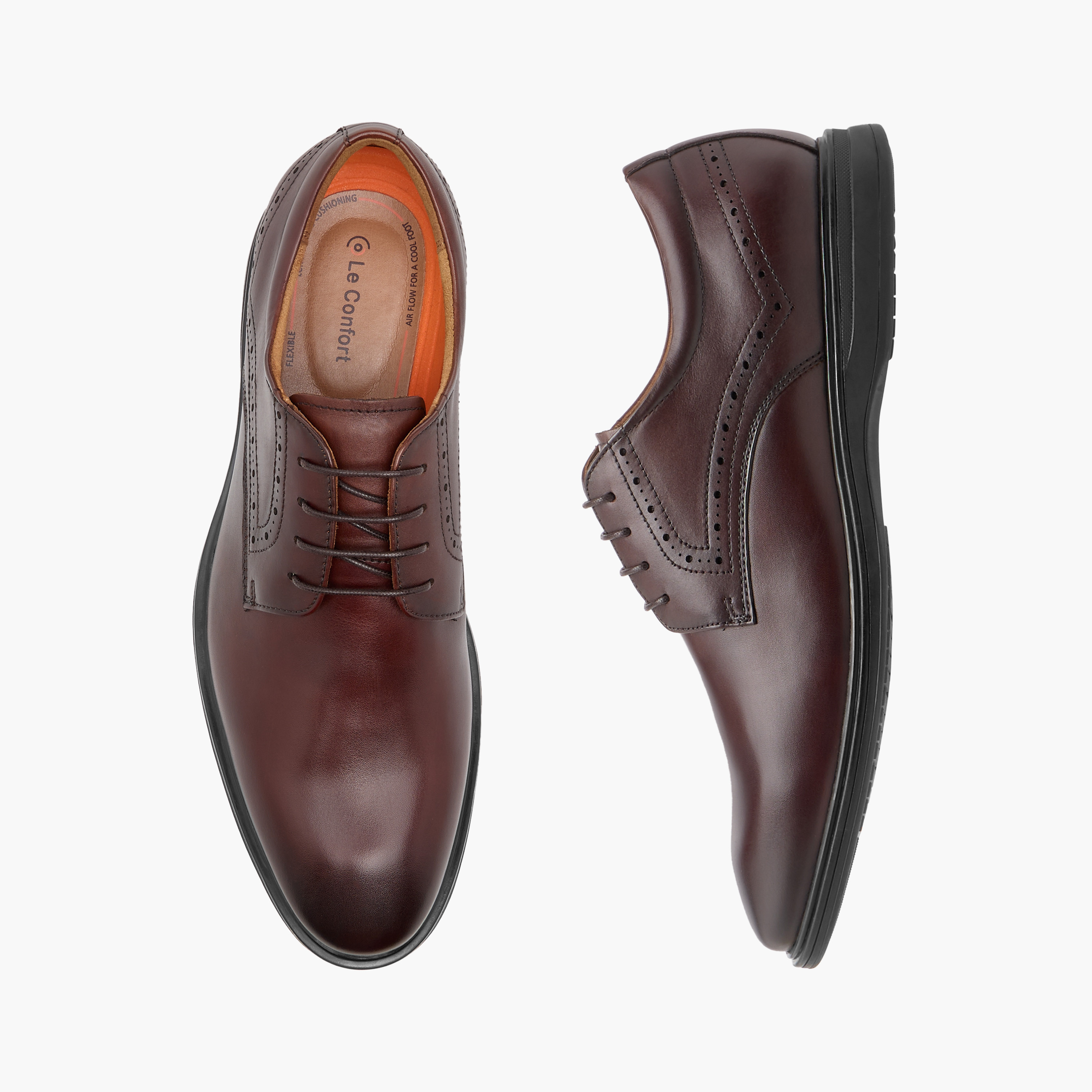 حذاء ديربي جلد سادة برباط إغلاق من لو كونفورت-men-shoes-formalshoes-image-1