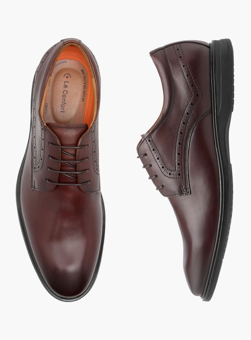 حذاء ديربي جلد سادة برباط إغلاق من لو كونفورت-men-shoes-formalshoes-image-1