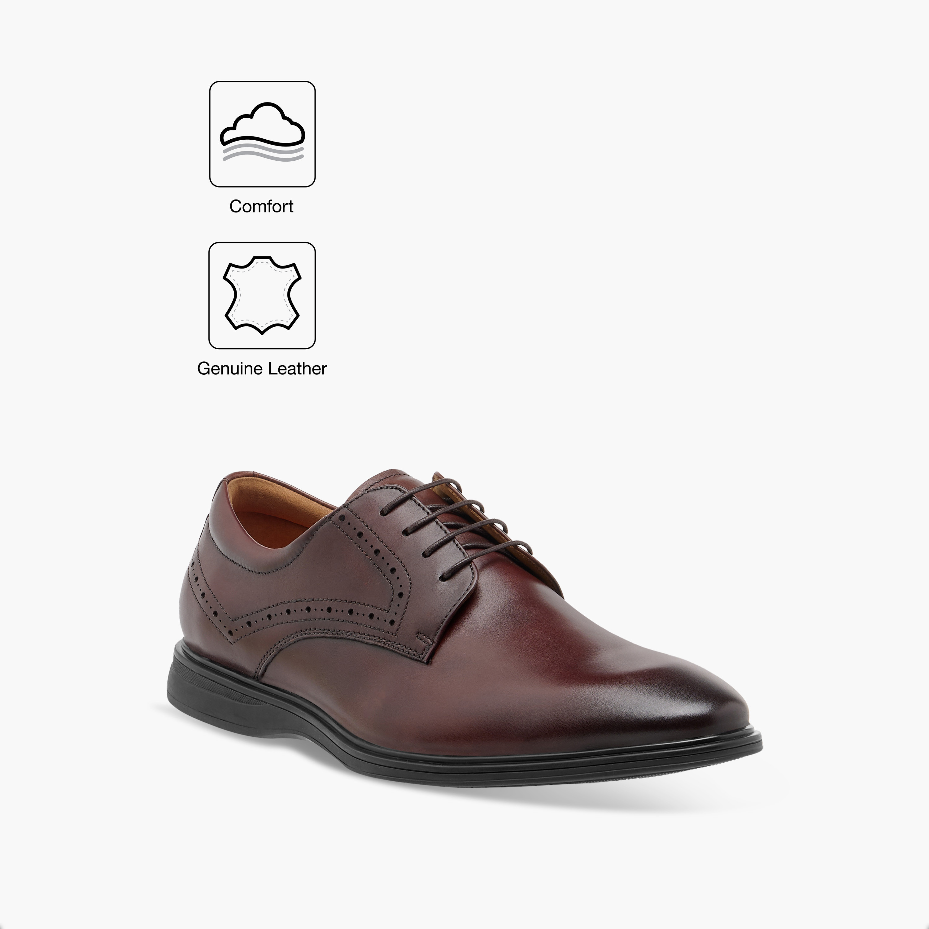 حذاء ديربي جلد سادة برباط إغلاق من لو كونفورت-men-shoes-formalshoes-image-2