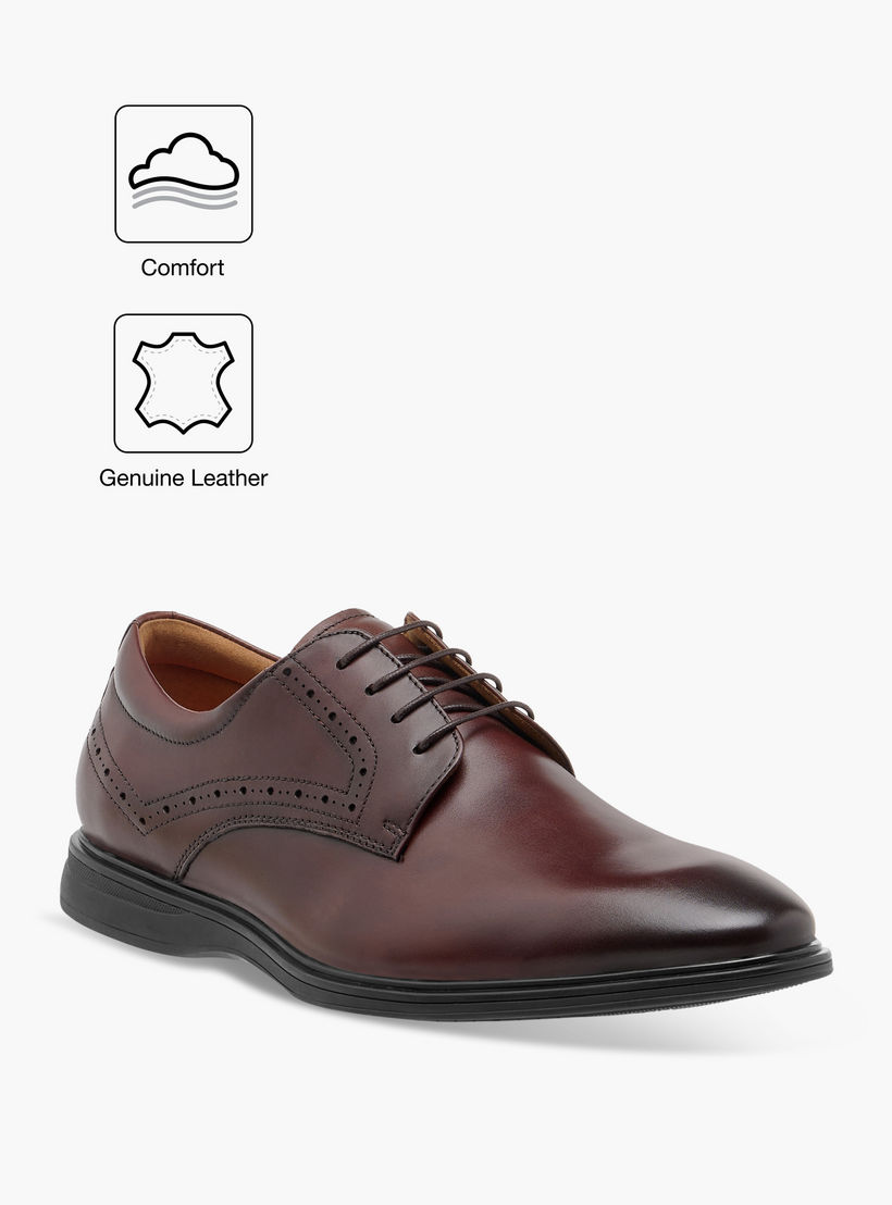 حذاء ديربي جلد سادة برباط إغلاق من لو كونفورت-men-shoes-formalshoes-image-2