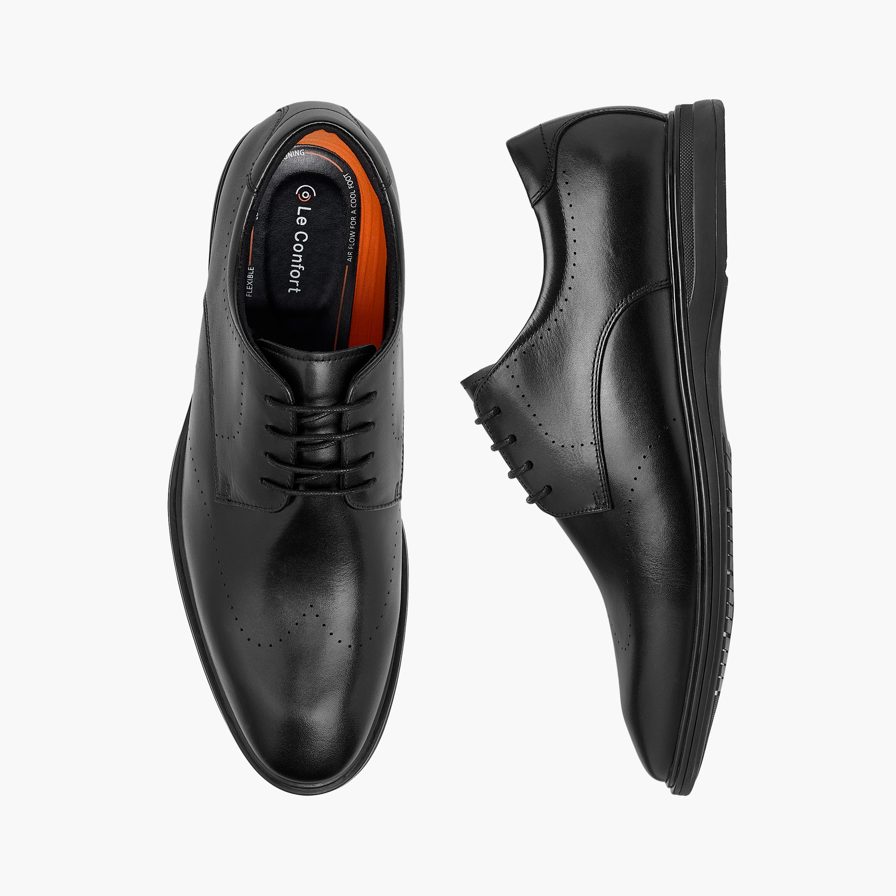 Le Confort Leather Solid Derby Shoes with Lace-Up Closure-men-shoes-formalshoes-image-1