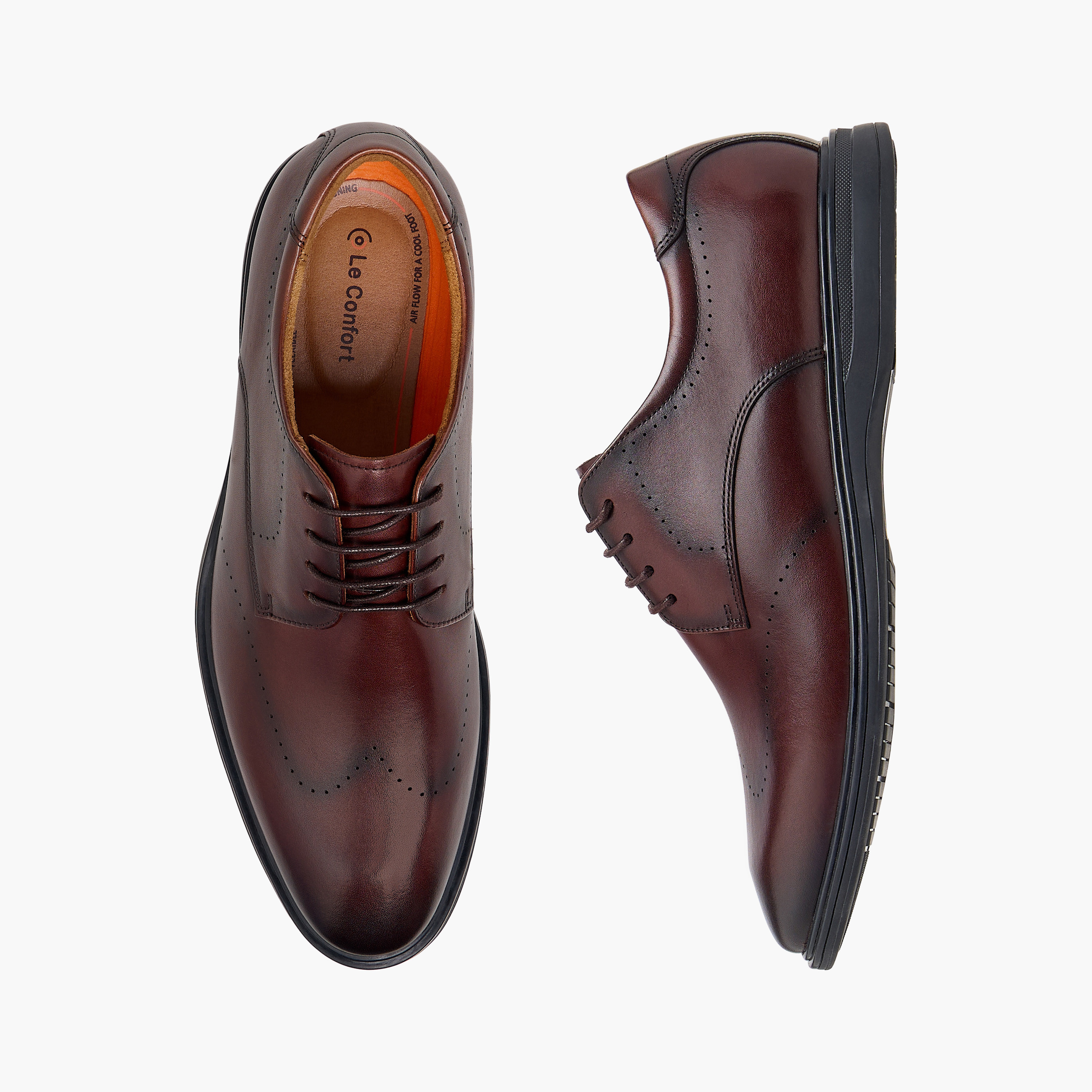 Le Confort Leather Solid Derby Shoes with Lace-Up Closure-men-shoes-formalshoes-image-1