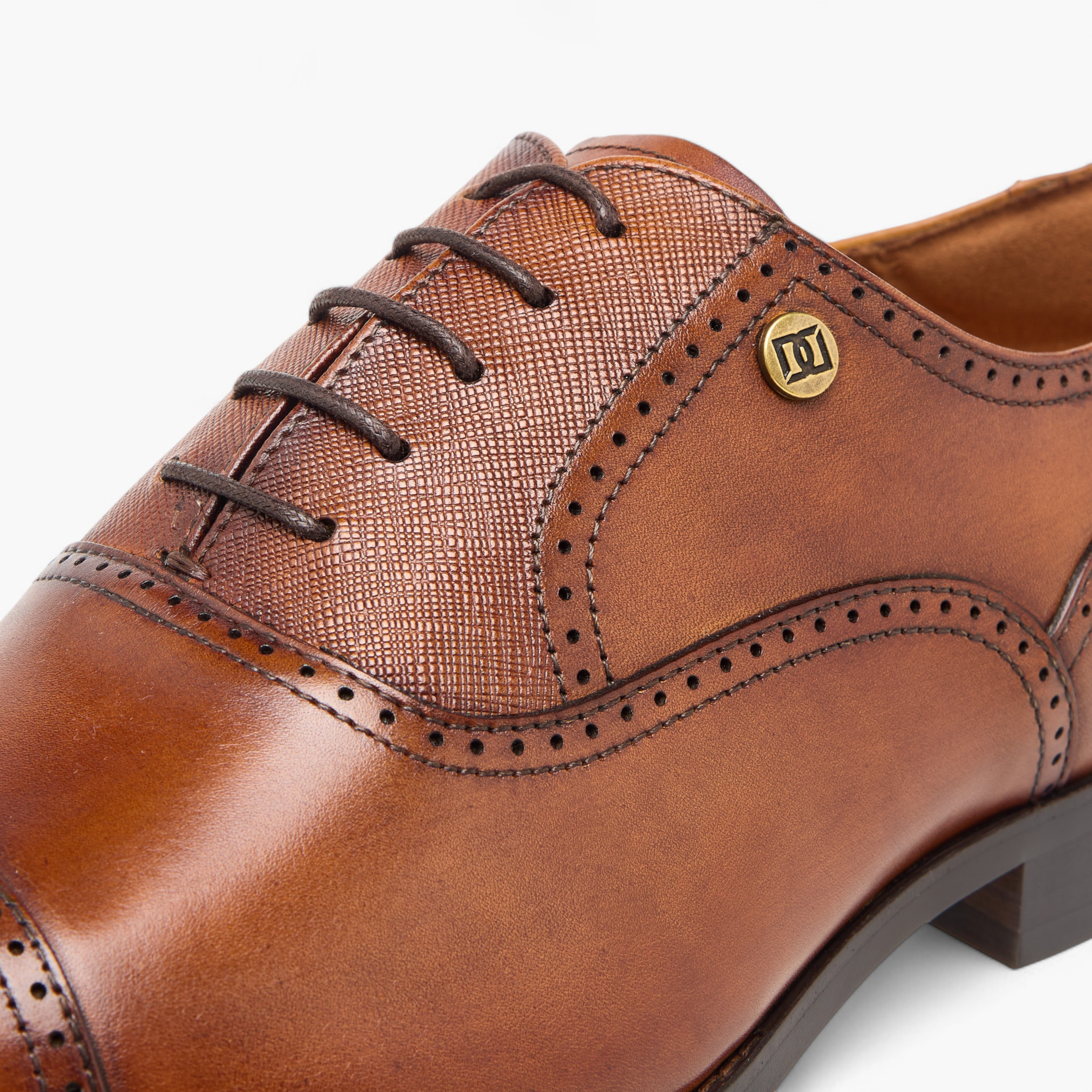 Duchini Men's Leather Perforated Derby Shoes with Lace-Up Closure-men-shoes-formalshoes-image-4