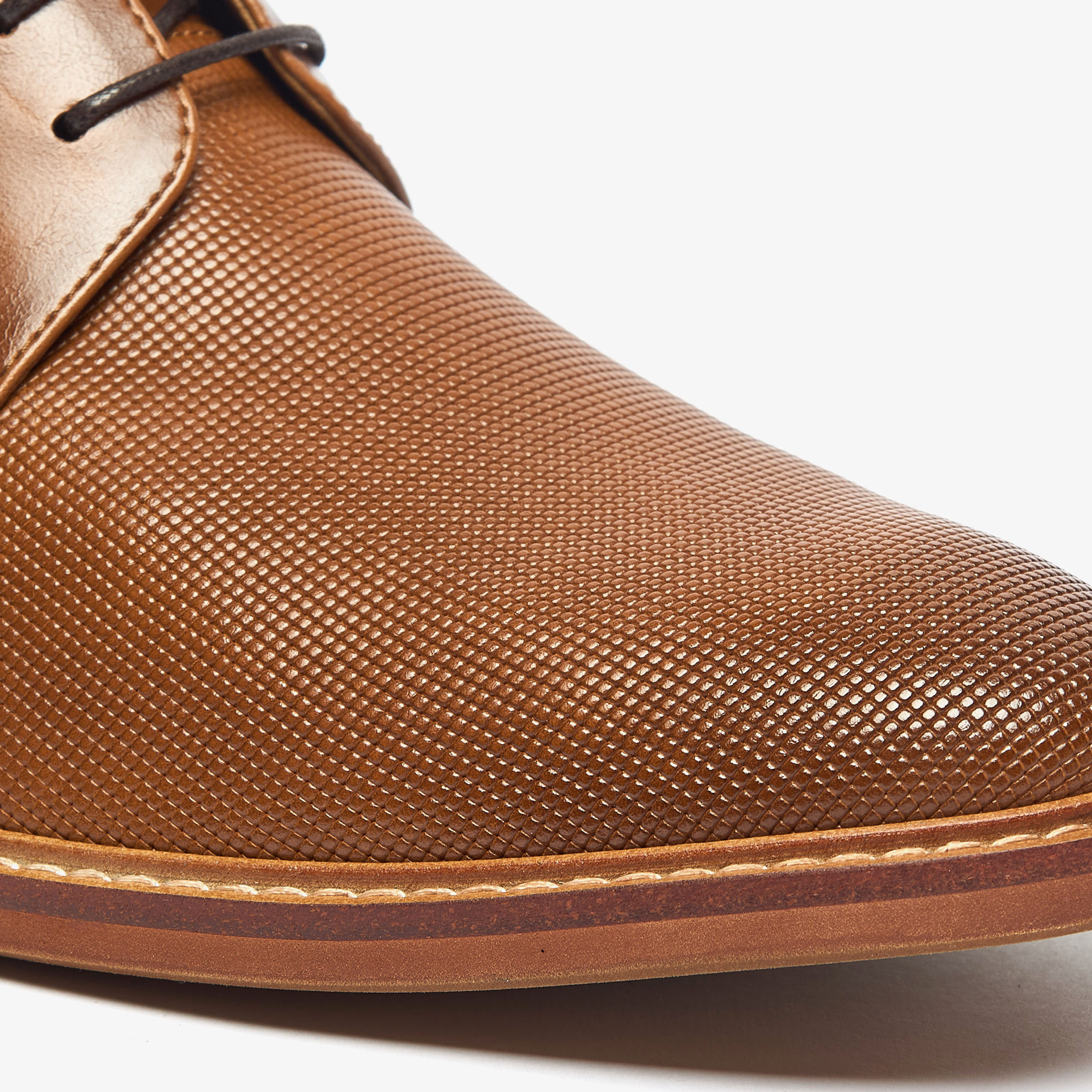 Duchini Men's Textured Derby Shoes with Lace-Up Closure-men-shoes-formalshoes-image-5