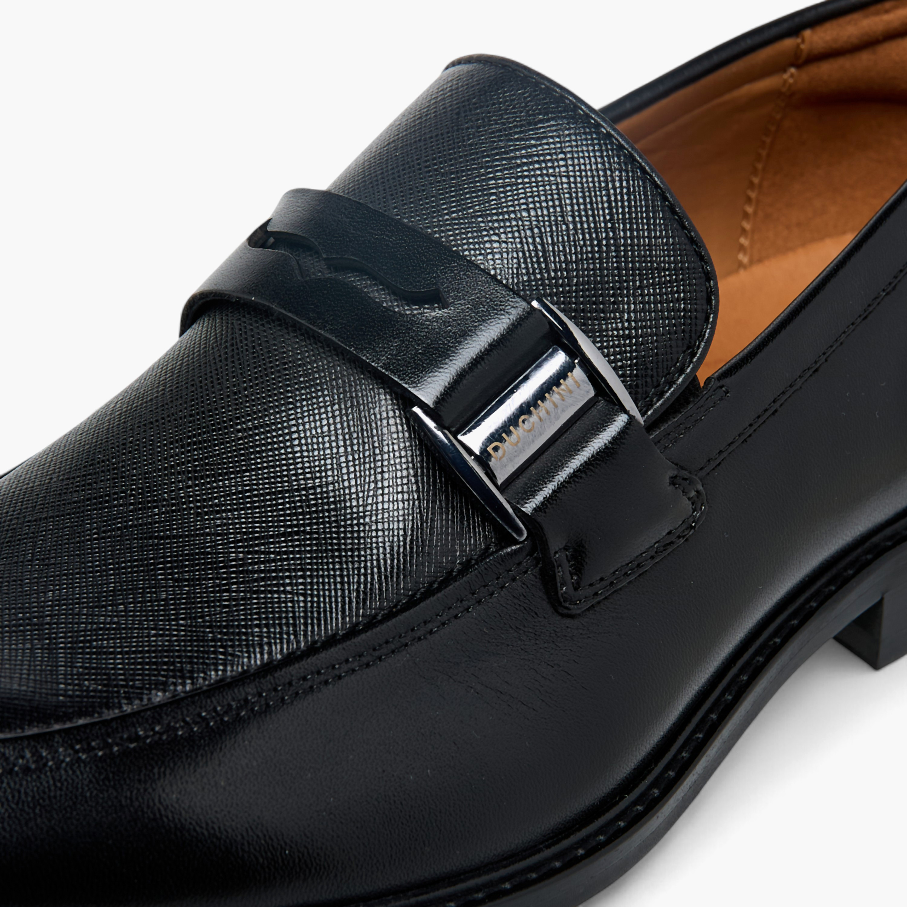 Duchini Men Buckle Accent Slip-On Leather Loafers-men-shoes-loafersandmoccasins-image-4