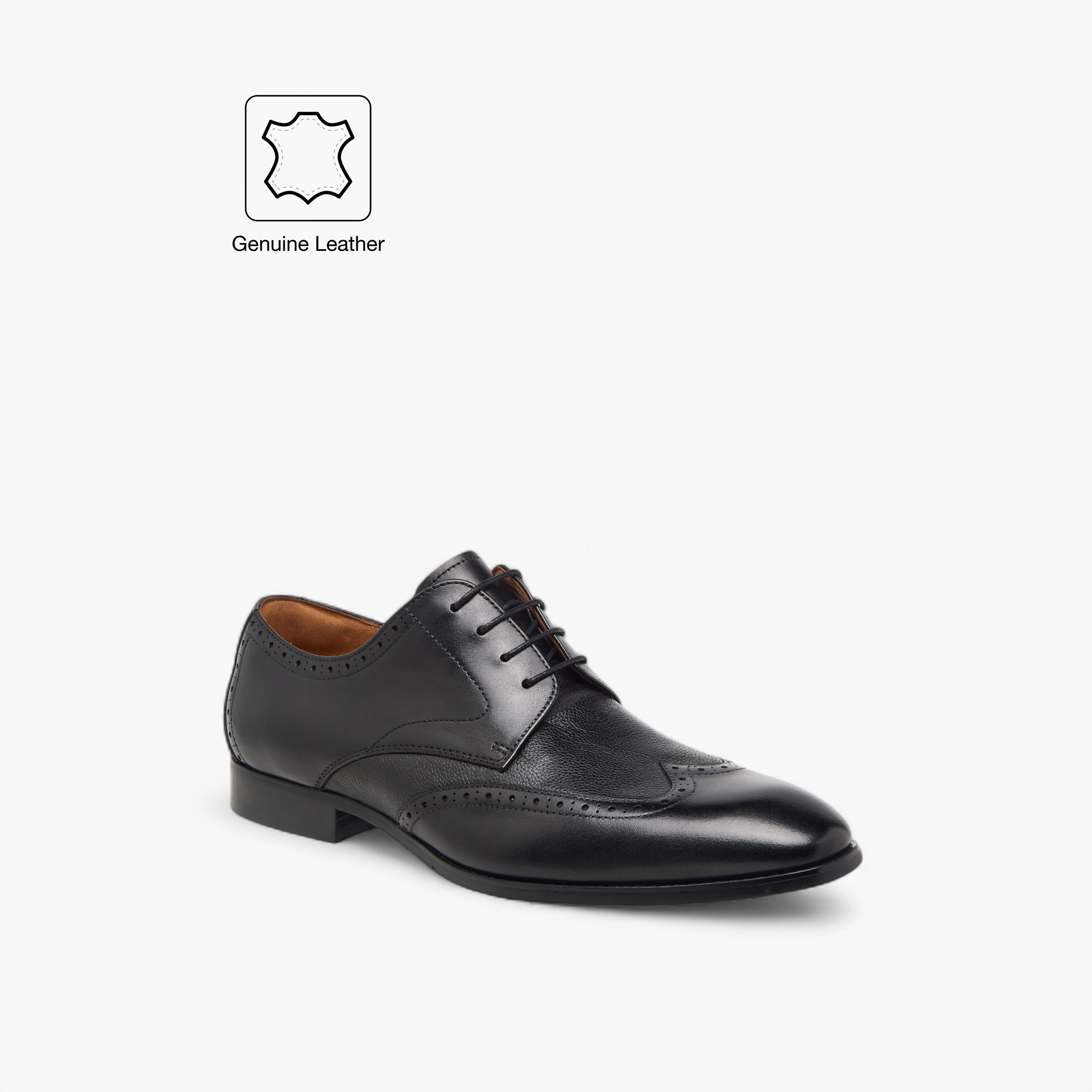 Duchini Men's Leather Perforated Derby Shoes with Lace-Up Closure-men-shoes-formalshoes-image-2