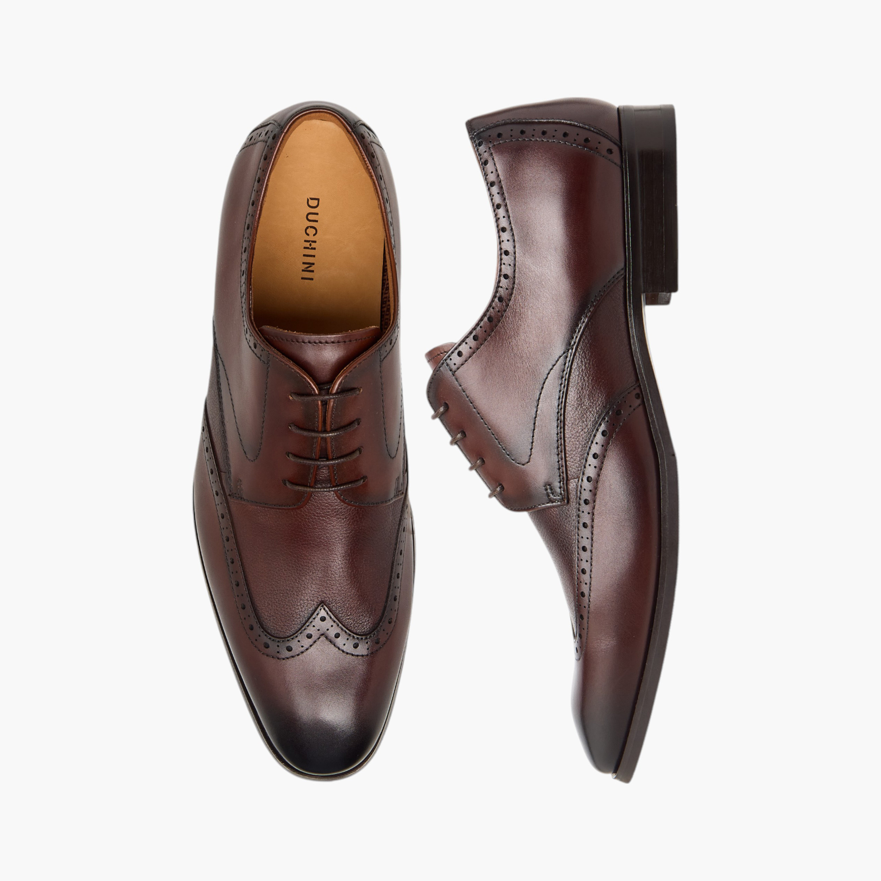 Duchini Men's Leather Perforated Derby Shoes with Lace-Up Closure-men-shoes-formalshoes-image-1
