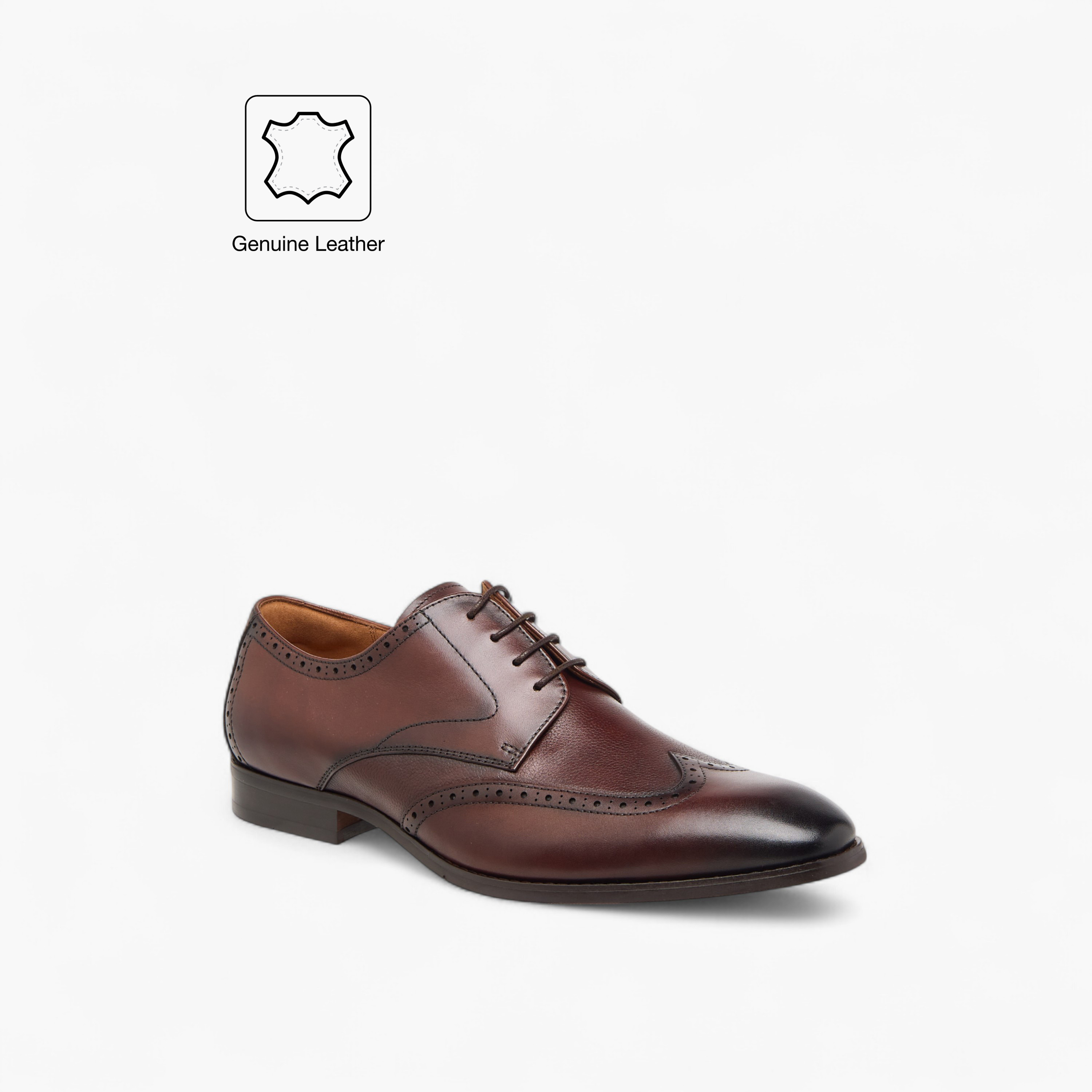Duchini Men's Leather Perforated Derby Shoes with Lace-Up Closure-men-shoes-formalshoes-image-2