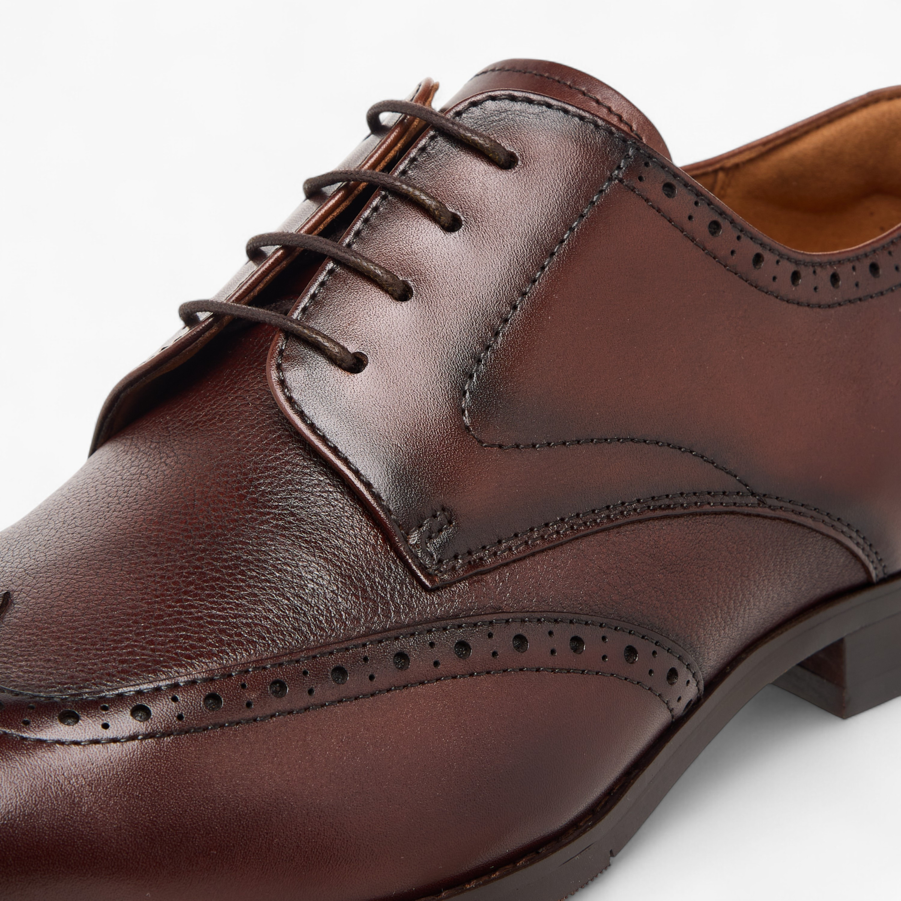 Duchini Men's Leather Perforated Derby Shoes with Lace-Up Closure-men-shoes-formalshoes-image-4