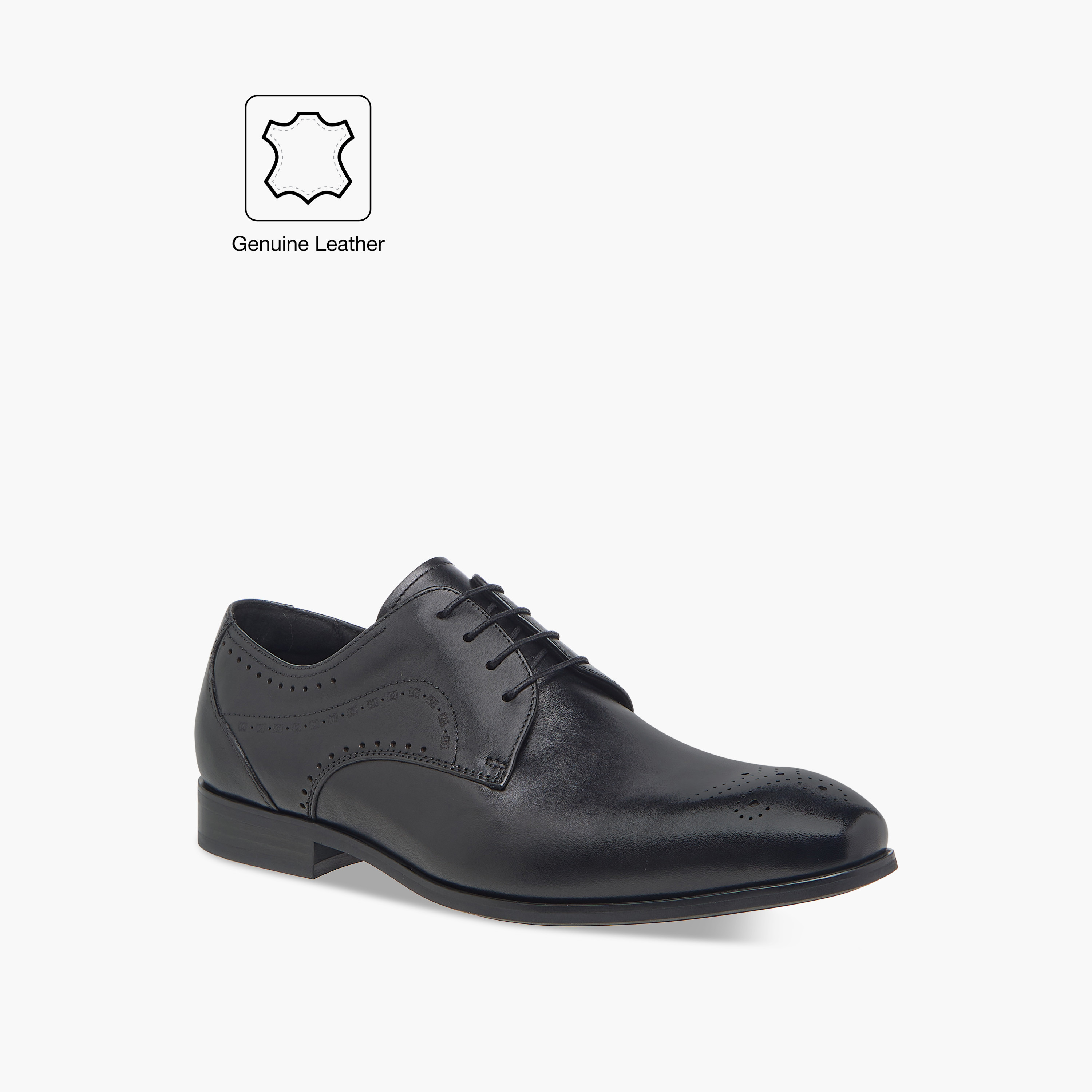 Duchini Men's Leather Cutout Detail Derby Shoes with Lace-Up Closure-men-shoes-formalshoes-image-2