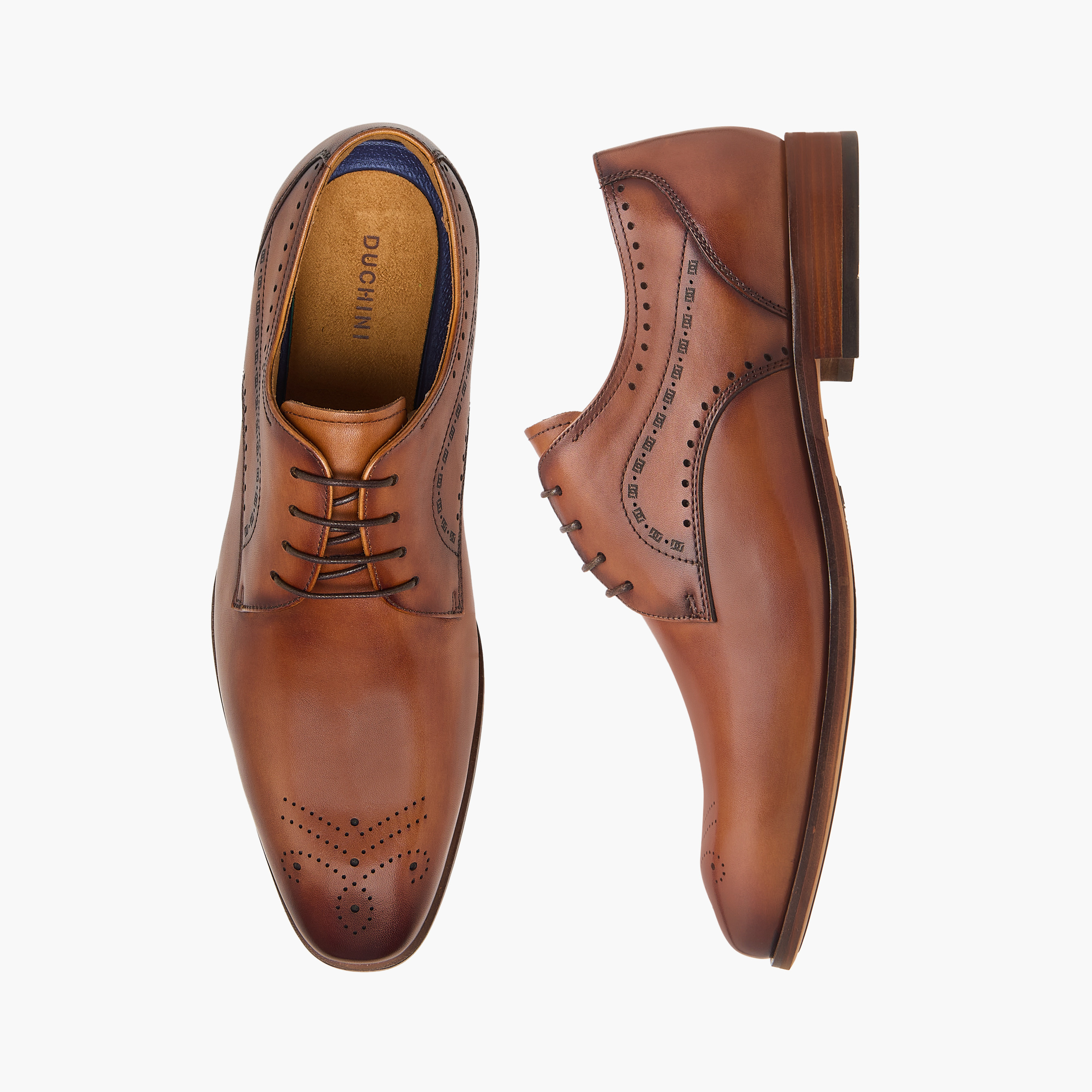 Duchini Men's Leather Cutout Detail Derby Shoes with Lace-Up Closure-men-shoes-formalshoes-image-1