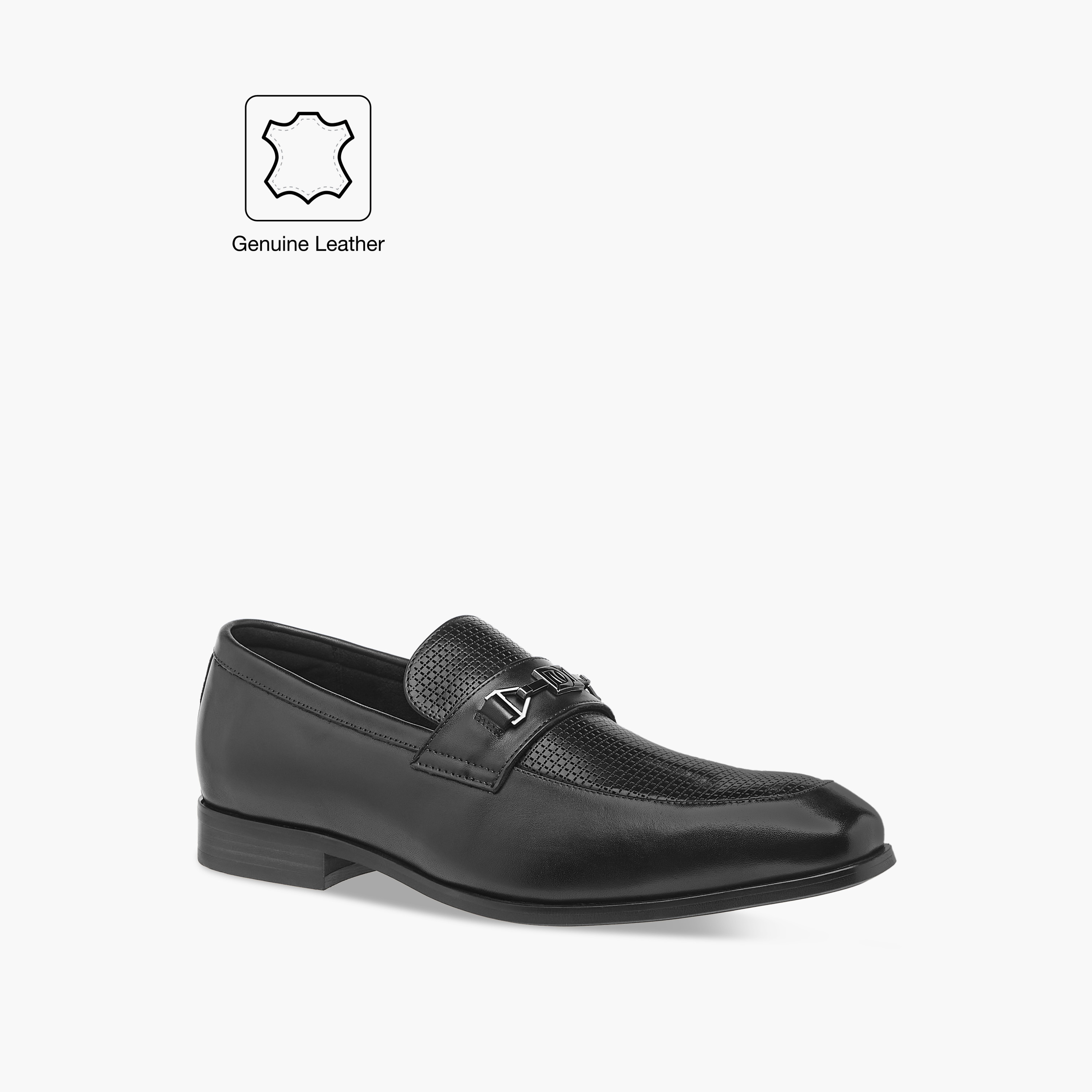 Duchini Men's Leather Textured Slip-On Loafers with Metal Accent-men-shoes-formalshoes-image-2