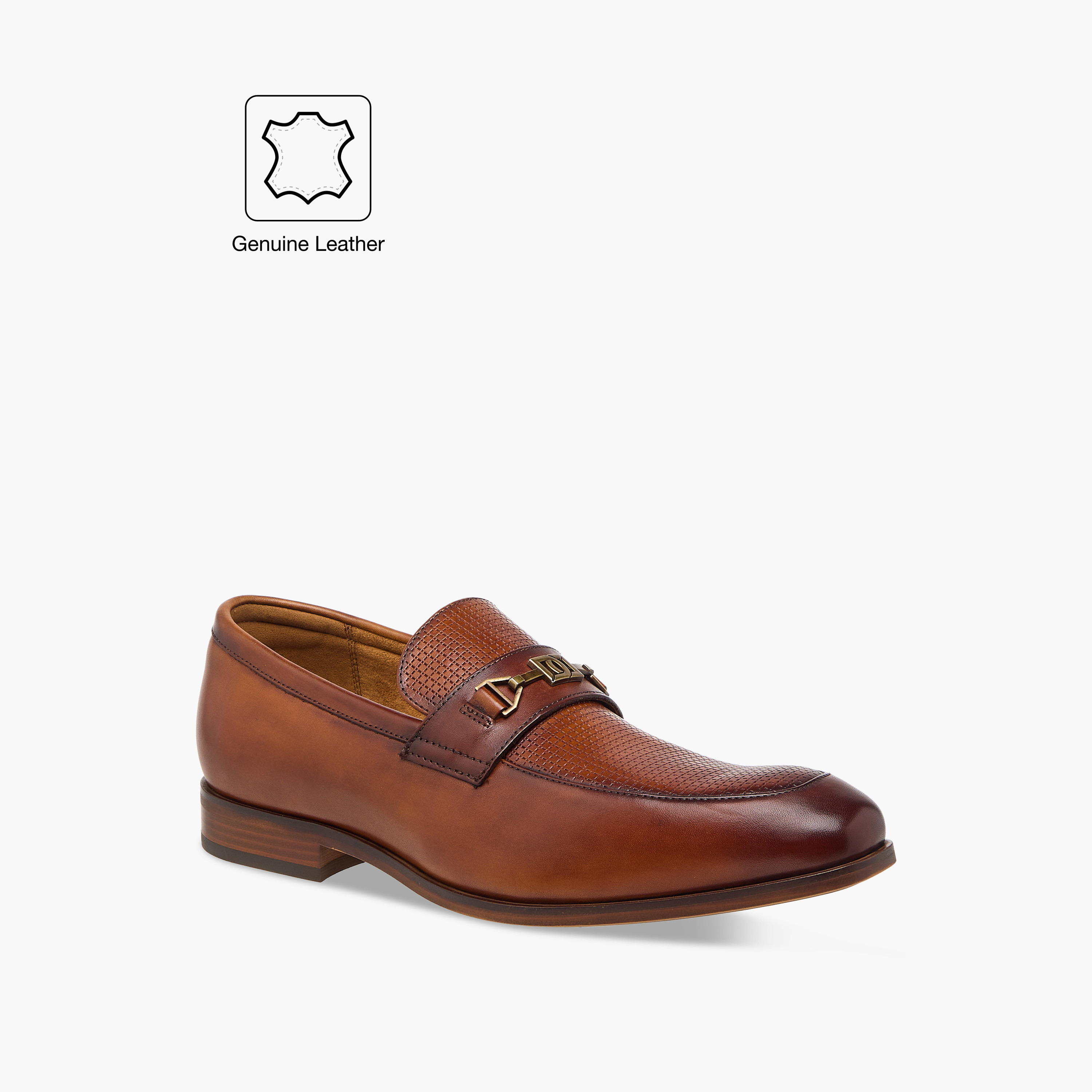 Duchini Men's Leather Textured Slip-On Loafers with Metal Accent-men-shoes-formalshoes-image-2
