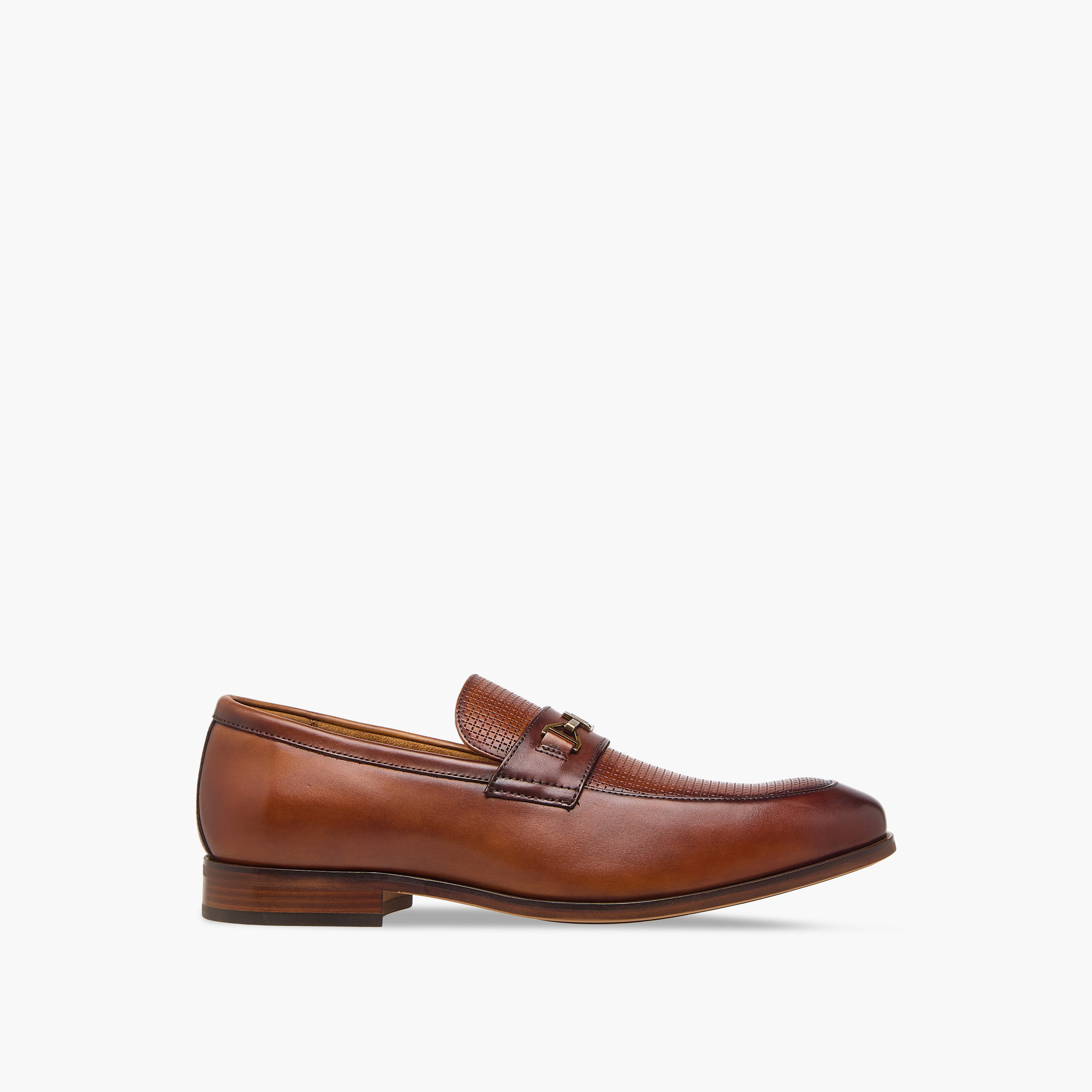 Duchini Men's Leather Textured Slip-On Loafers with Metal Accent-men-shoes-formalshoes-image-3
